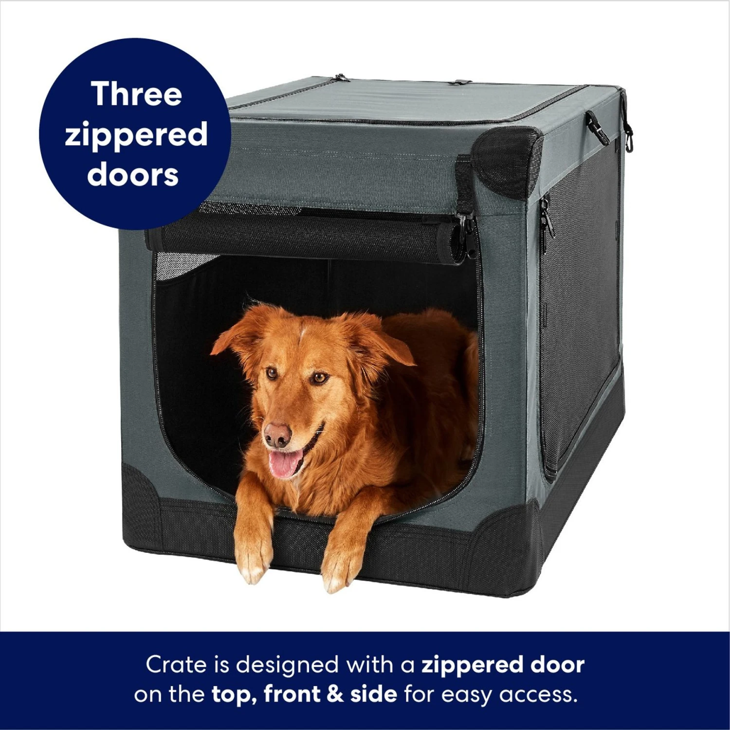 Frisco Indoor & Outdoor 3-Door Collapsible Soft-Sided Dog & Small Pet Crate - Image 4