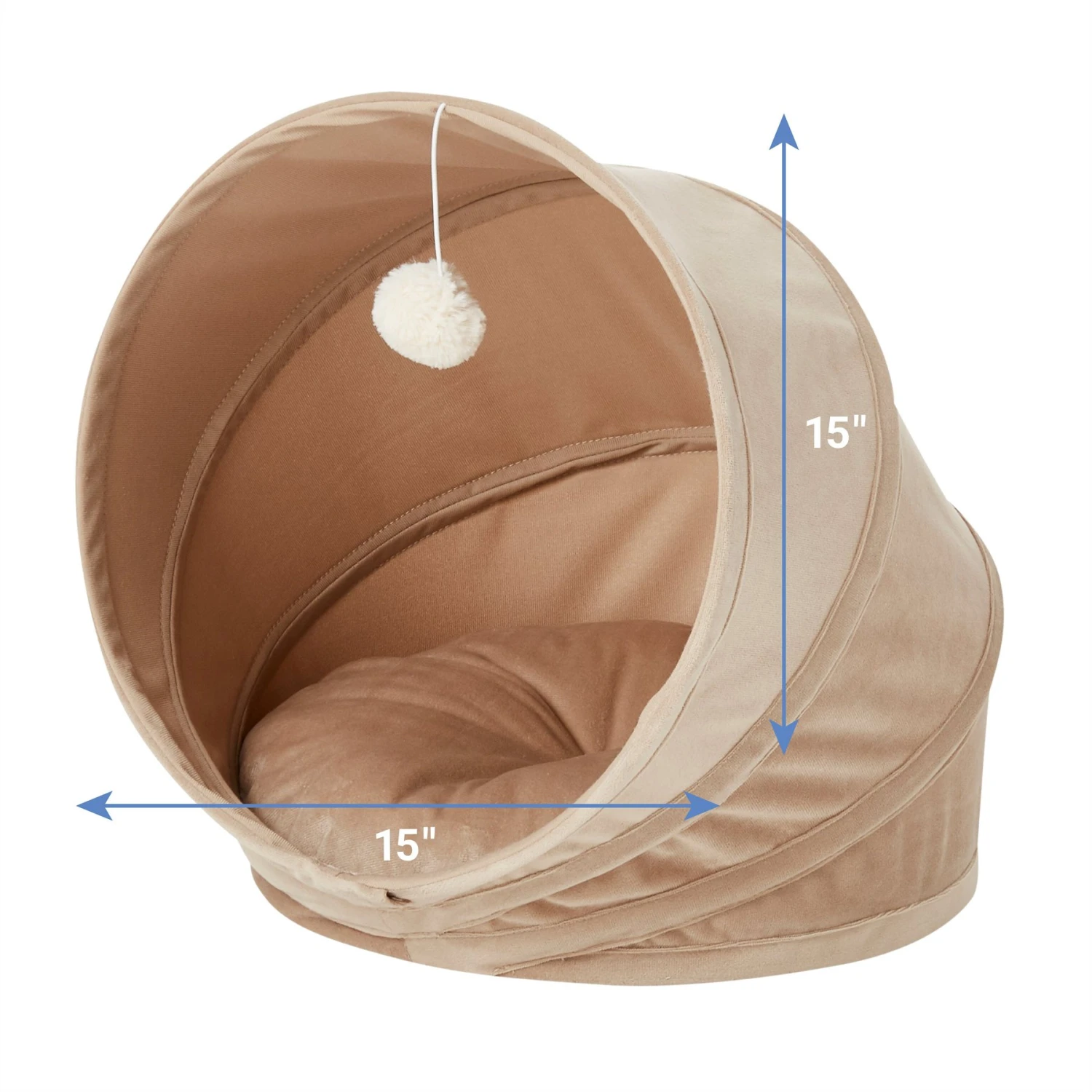 Frisco Foldable Canopy Cat Bed, Sandy Beige - Image 4