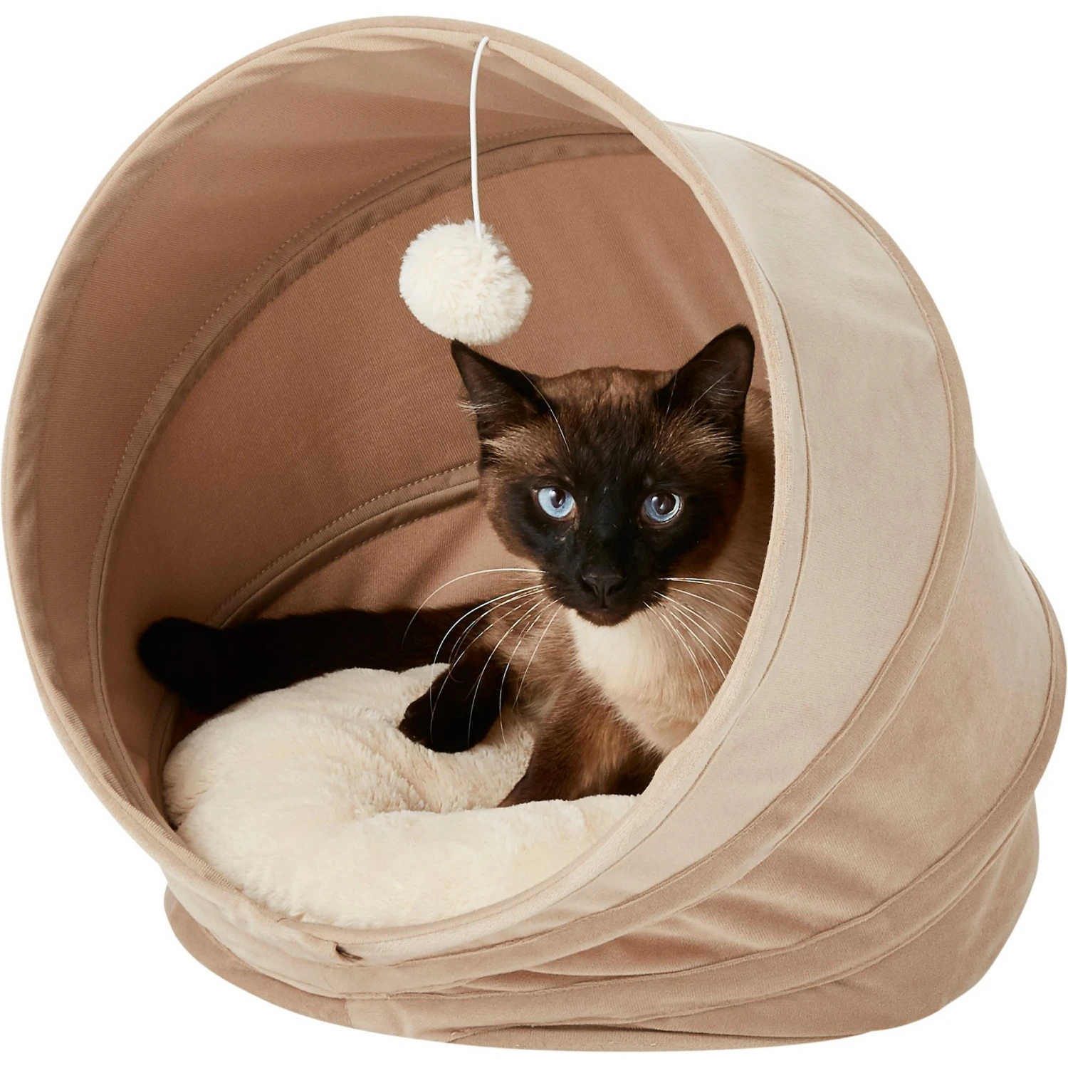 Frisco Foldable Canopy Cat Bed, Sandy Beige - Image 5