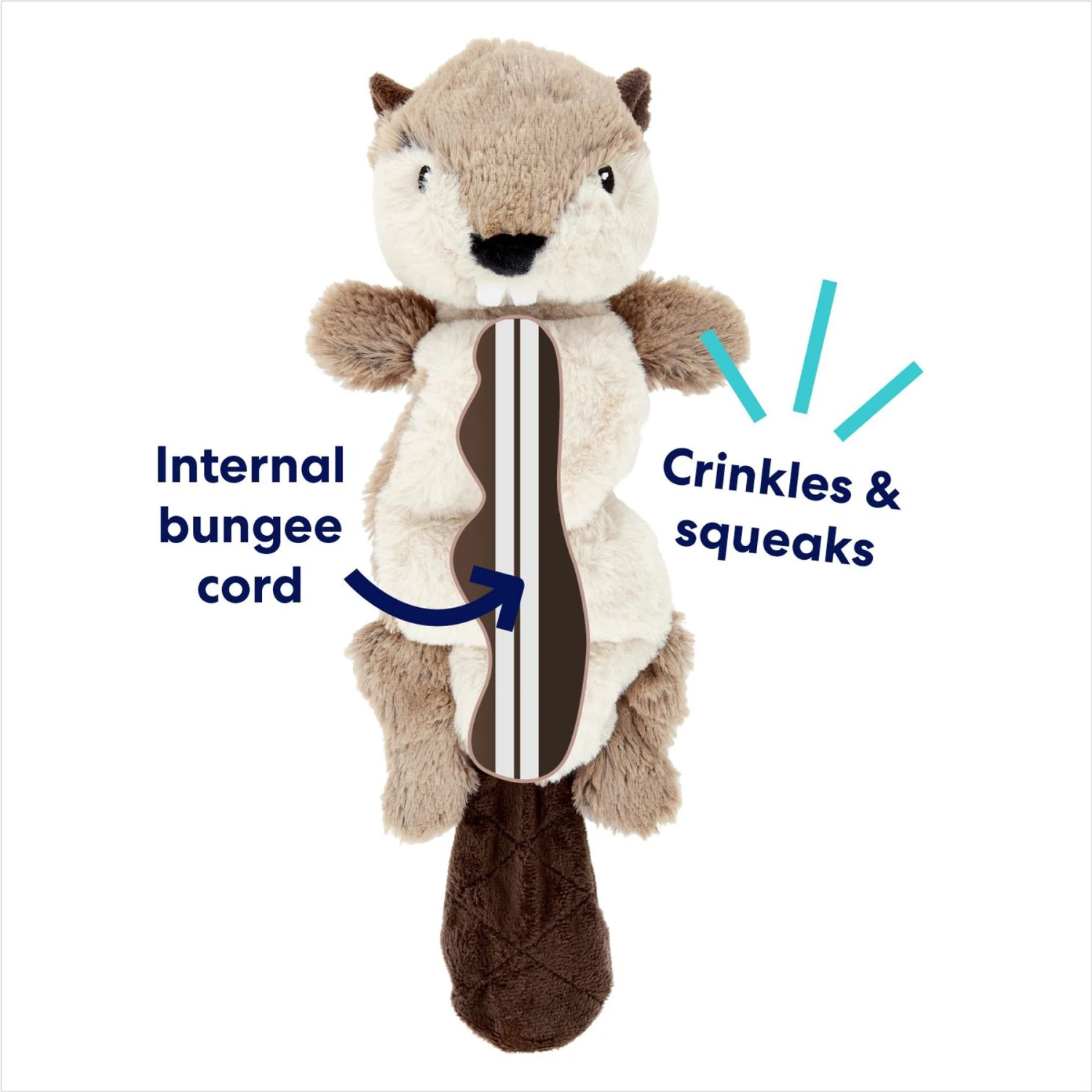 Frisco Beaver Bungee Plush Squeaky Dog Toy - Image 3