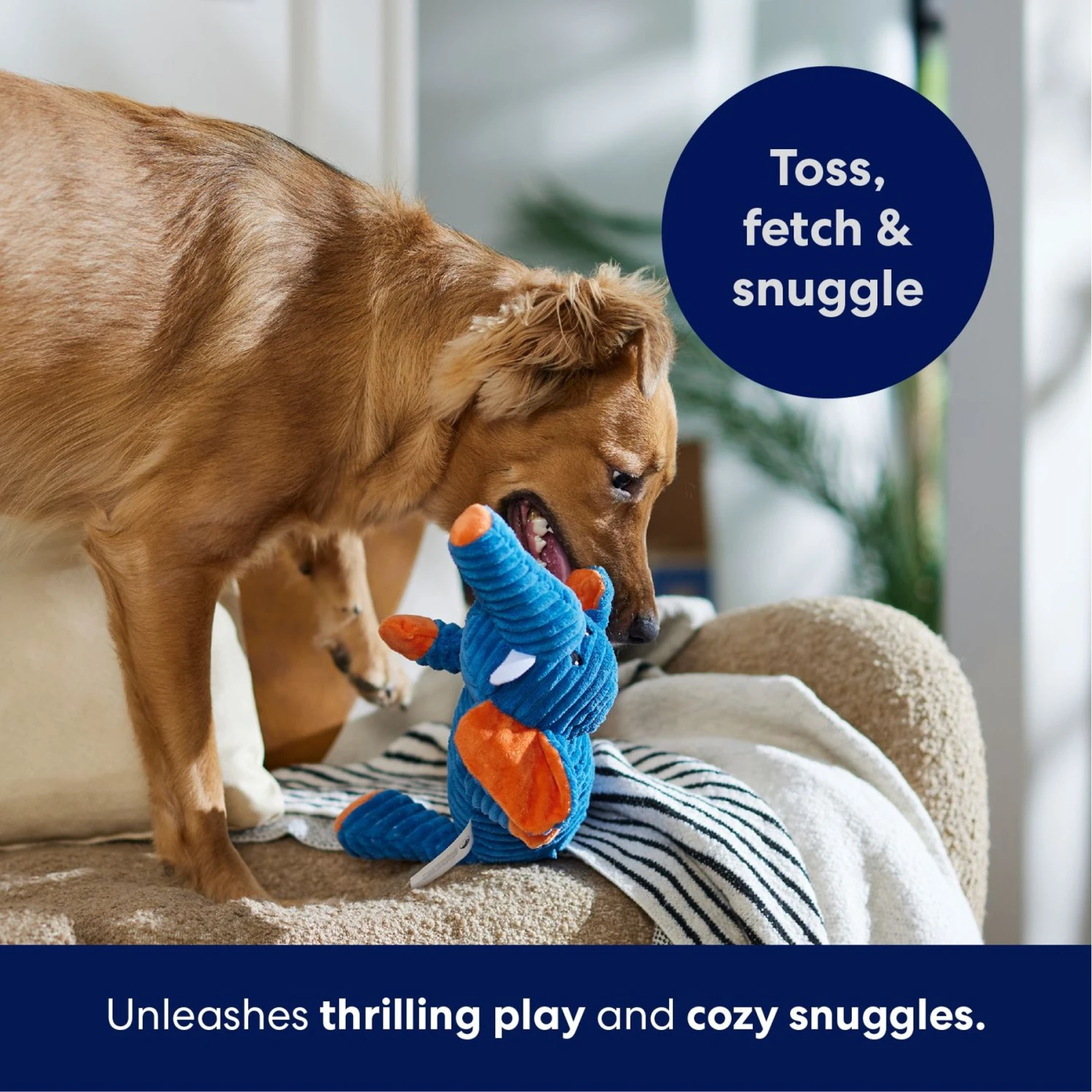 Frisco Corduroy Plush Squeaking Elephant Dog Toy - Image 5