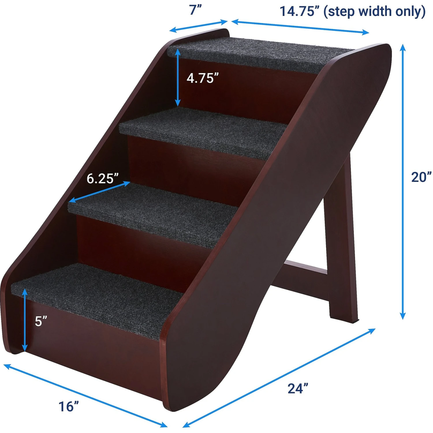 Frisco Deluxe Foldable Wooden Carpeted Cat & Dog Stairs - Image 3