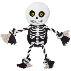 Frisco Halloween Skeleton Plush With Rope Squeaky Dog Toy