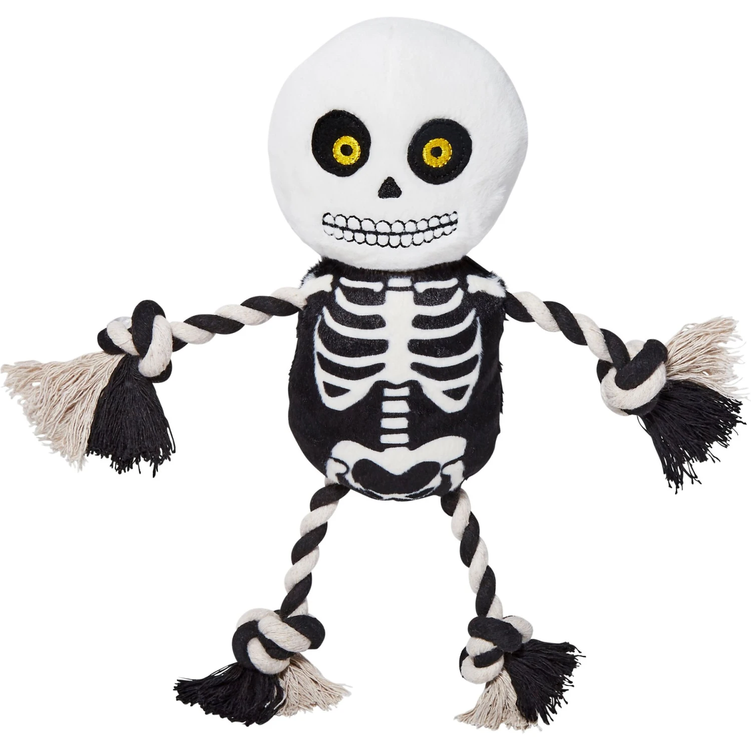 Frisco Halloween Skeleton Plush With Rope Squeaky Dog Toy