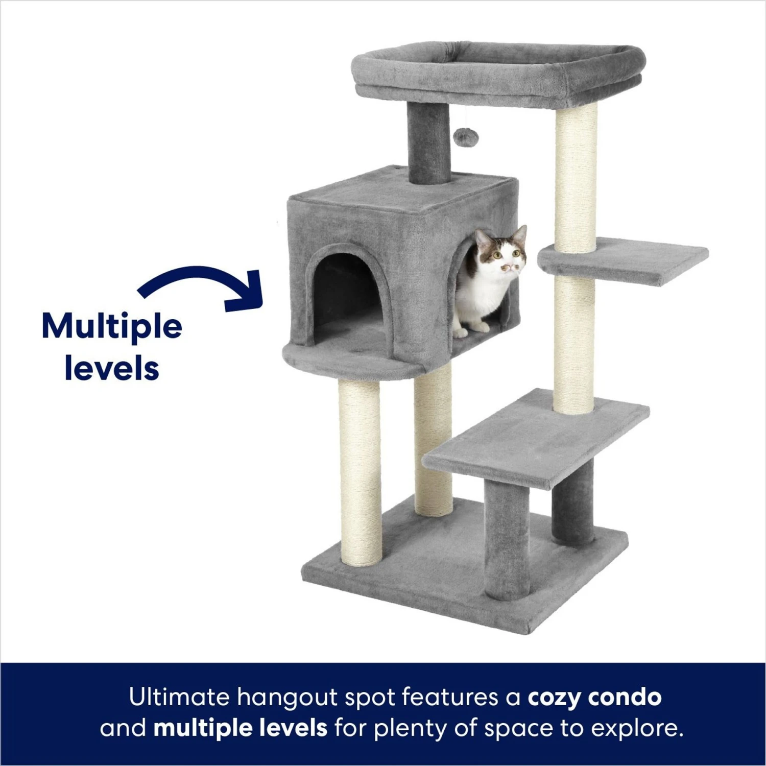 Frisco 48-in Heavy Duty Faux Fur Cat Tree & Condo - Image 3