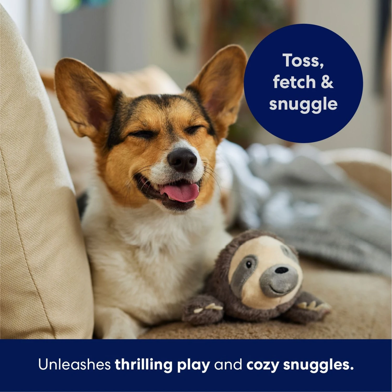 Frisco Sloth Plush Squeaky Dog Toy - Image 5