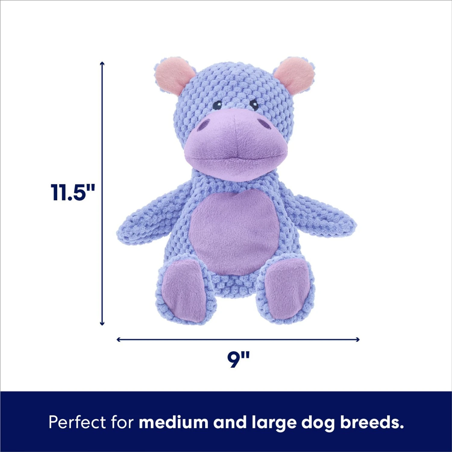 Frisco Hippo Textured Plush Squeaky Dog Toy - Image 2