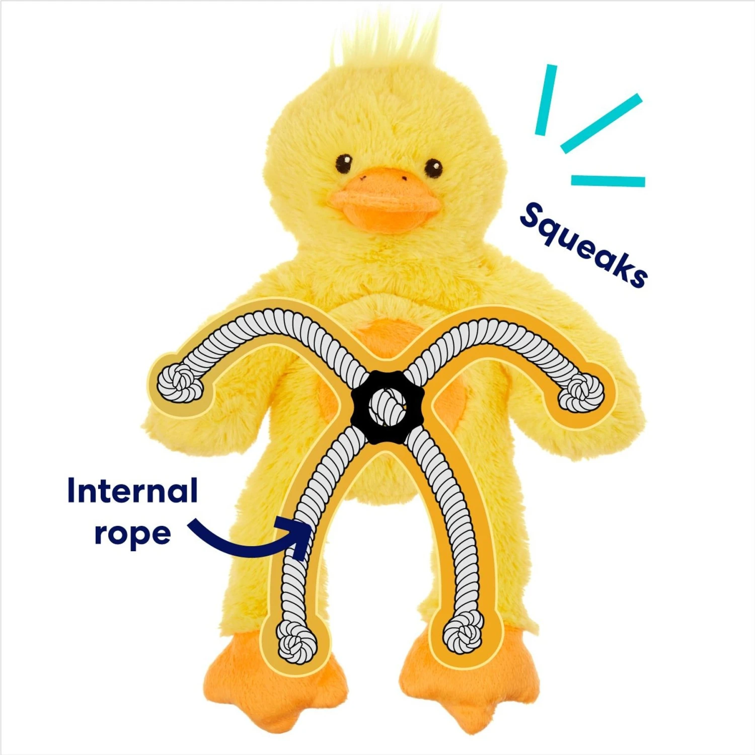 Frisco Duck Plush With Inside Rope Squeaky Dog Toy - Image 3