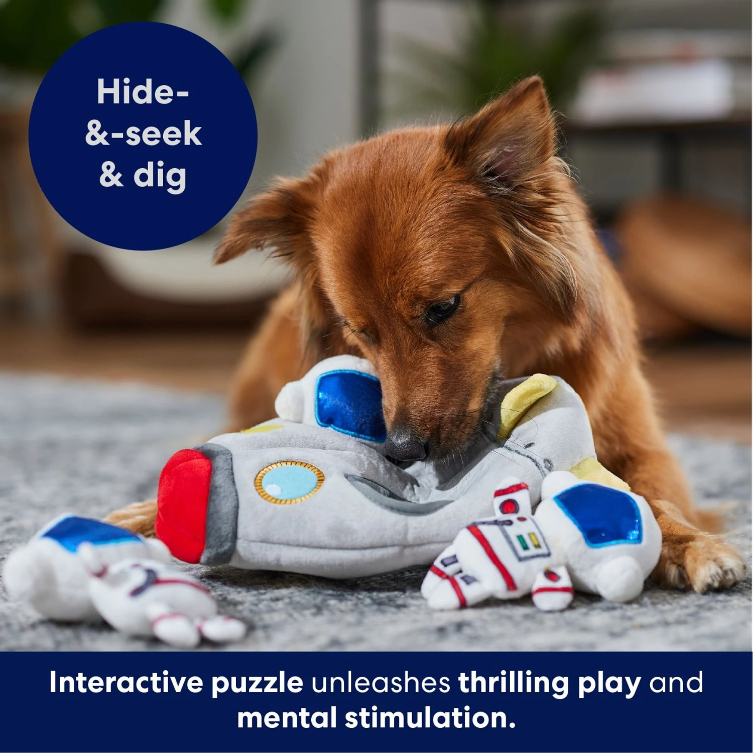 Frisco Rocket Ship Hide & Seek Puzzle Plush Squeaky Dog Toy - Image 5