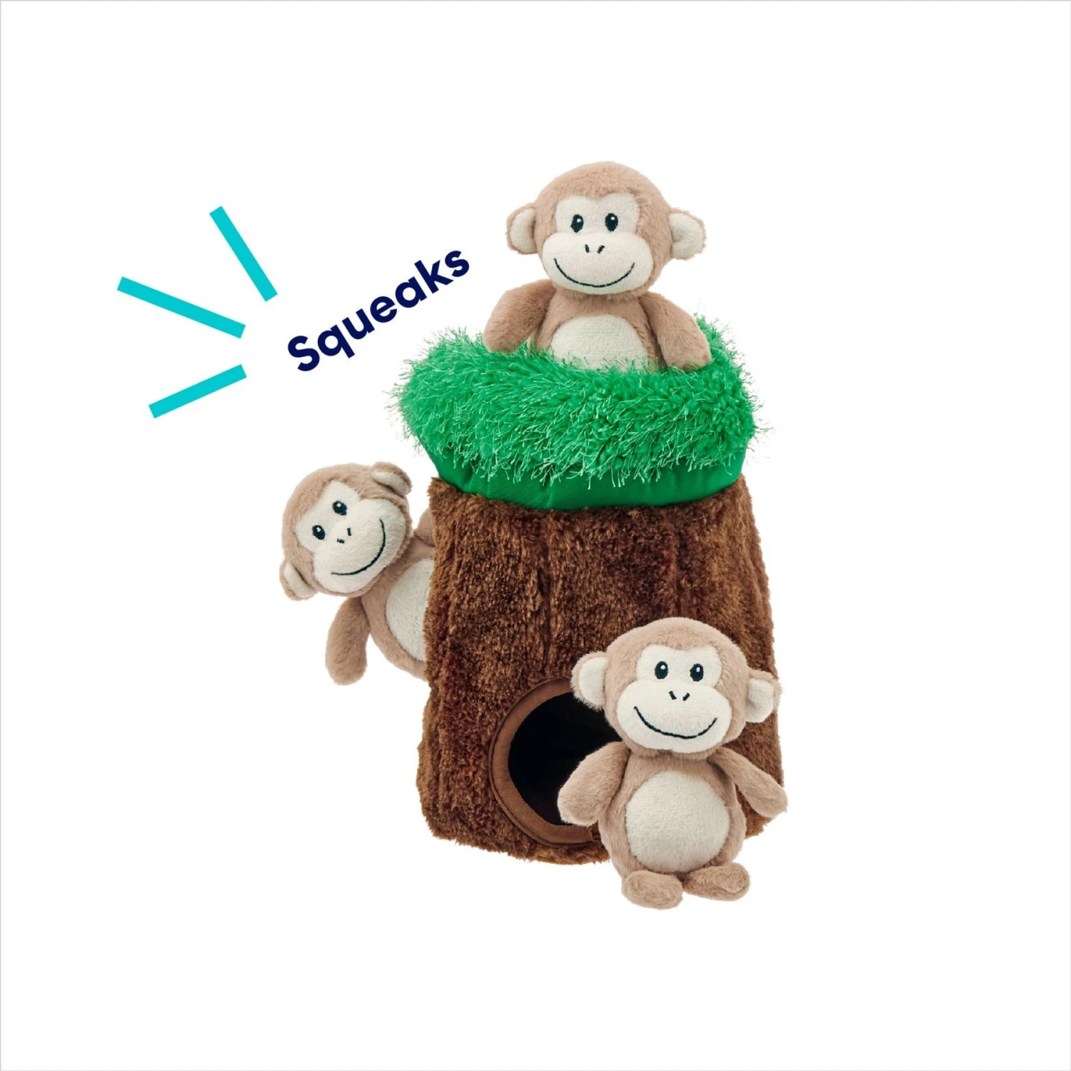 Frisco Monkeys In Tree Hide & Seek Puzzle Plush Squeaky Dog Toy - Image 4