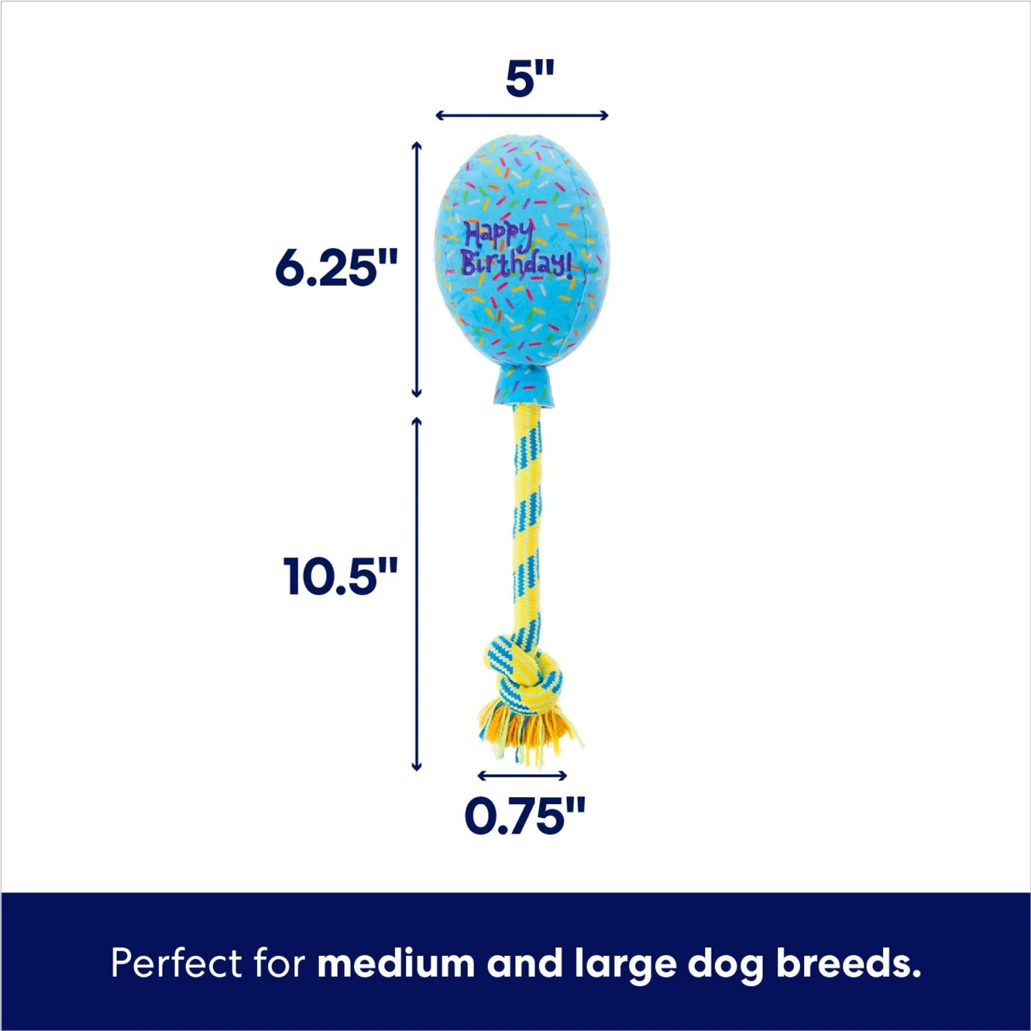 Frisco Birthday Balloon Plush With Rope Squeaky Dog Toy - Image 2