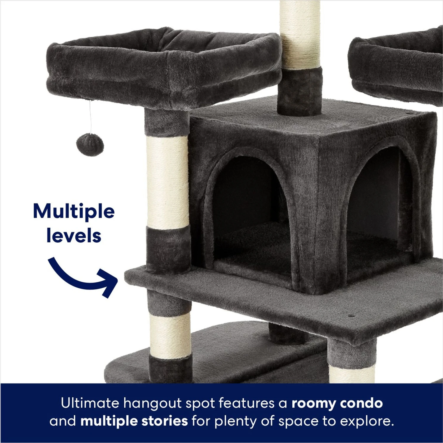 Frisco 68-in Faux Fur Cat Tree & Condo - Image 3
