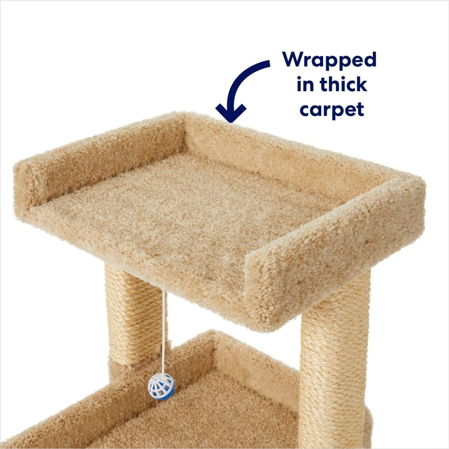 Frisco 32-in Real Carpet Wooden Cat Tree With Toy - Image 3