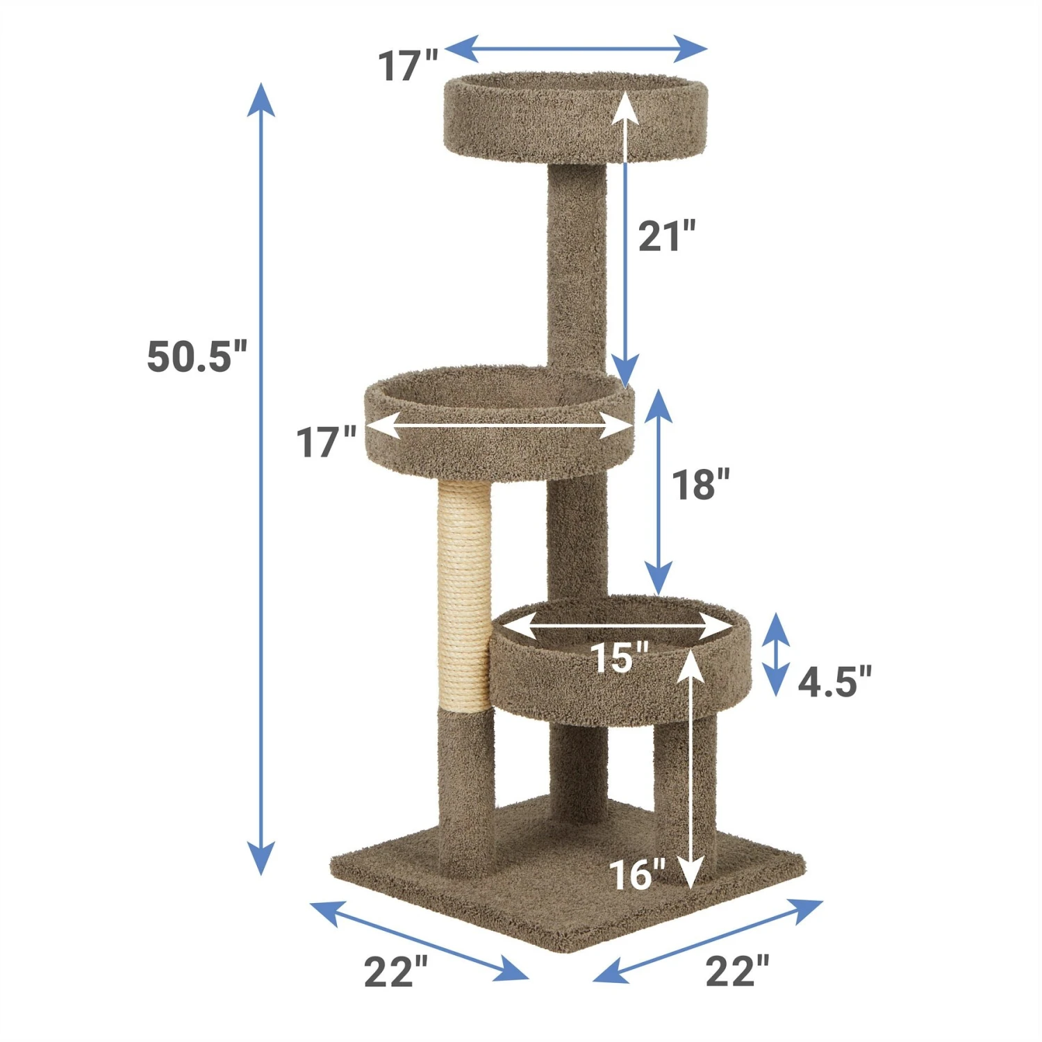 Frisco 50-in Real Carpet Wooden Cat Tree - Image 2