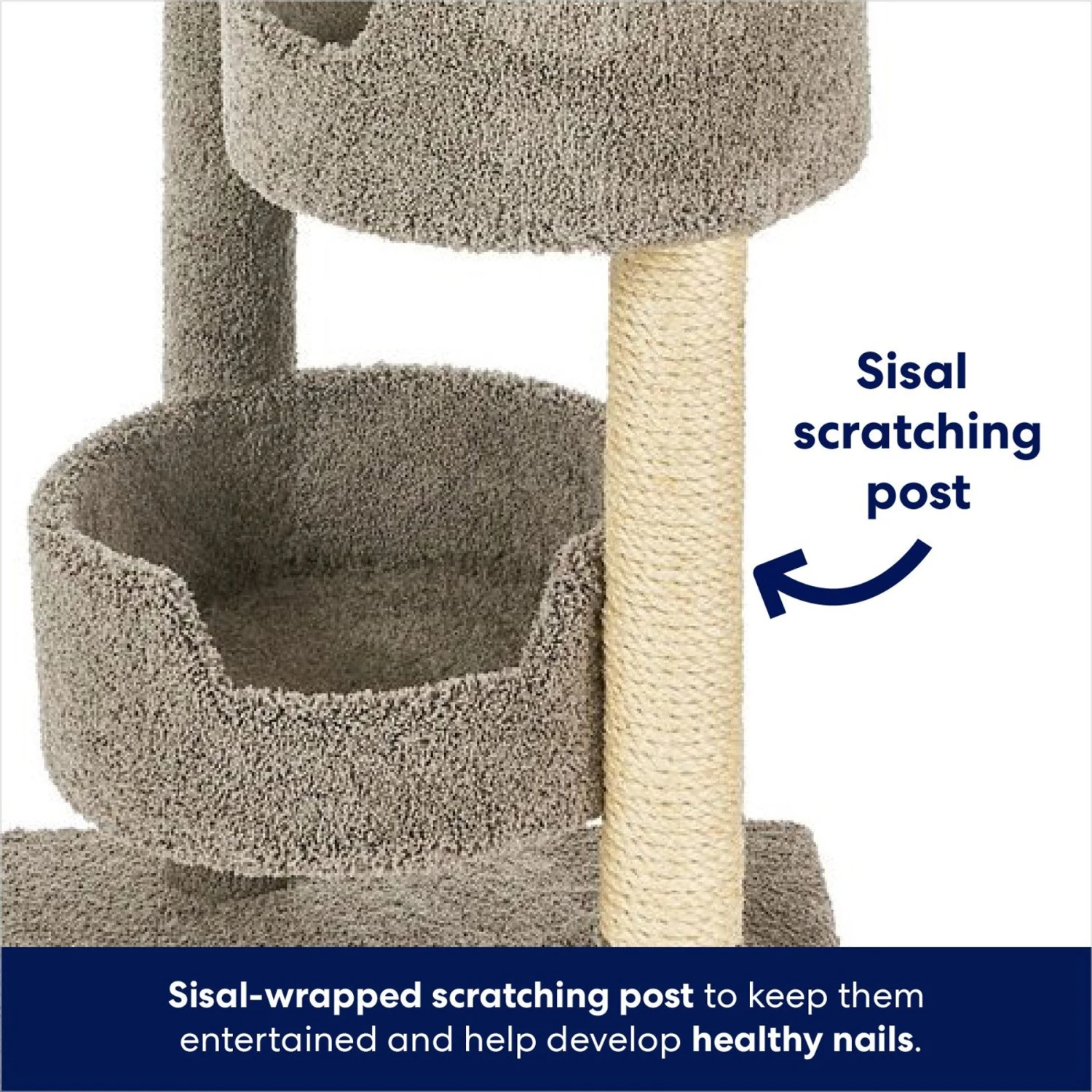 Frisco 65-in Real Carpet Wooden Cat Tree - Image 4