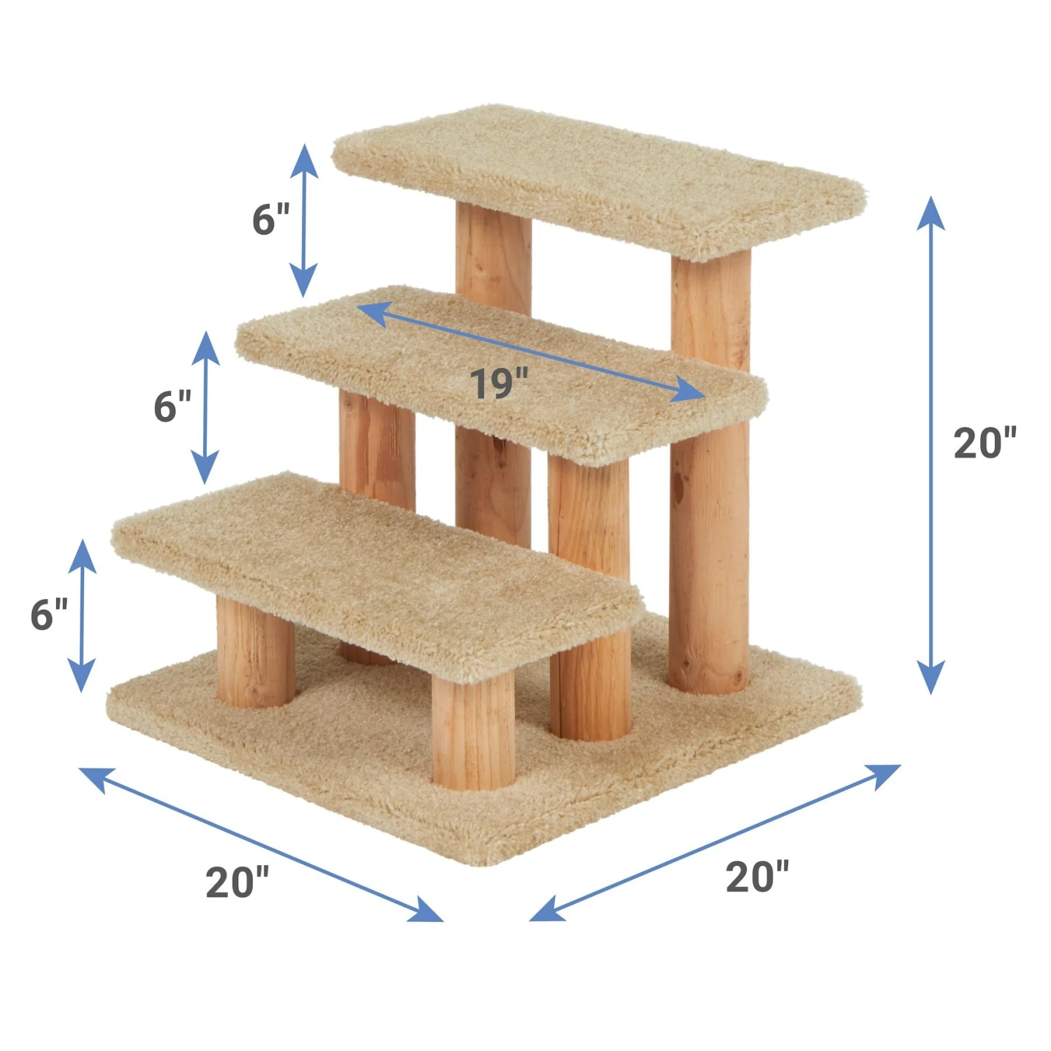 Frisco 20-in 3-Step Real Carpet Wooden Cat Steps - Image 2
