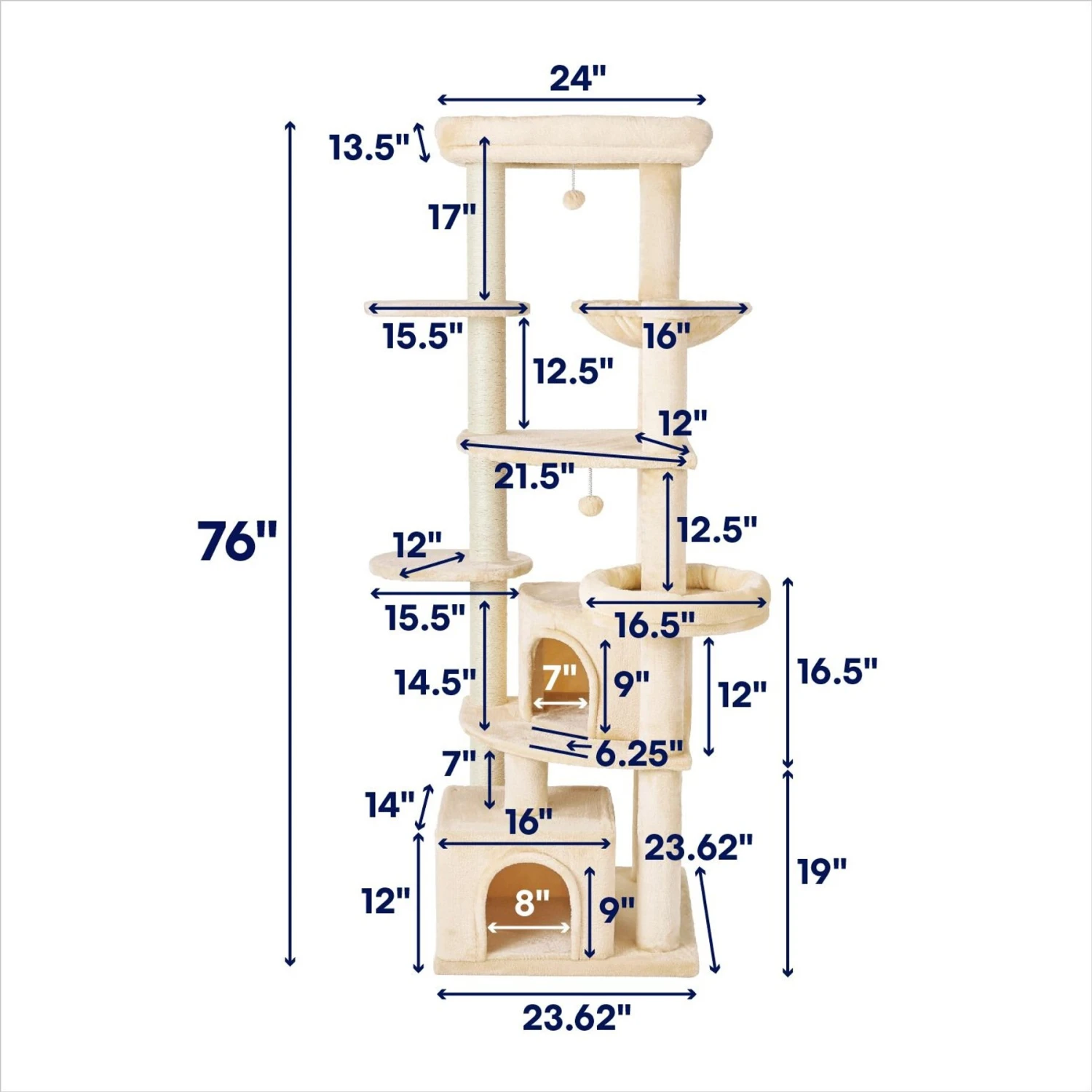 Frisco 76-in XXL Heavy Duty Cat Tree - Image 2