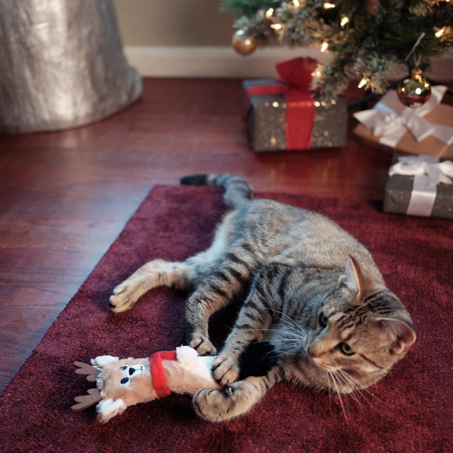 Frisco Holiday Reindeer Plush Kicker Cat Toy With Catnip - Image 3