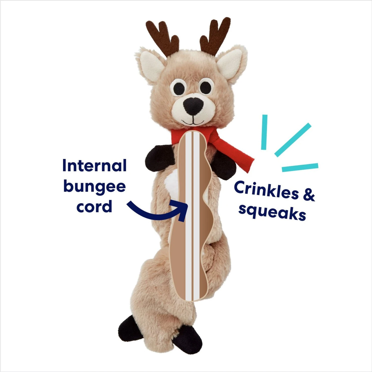 Frisco Holiday Reindeer Bungee Plush Squeaky Dog Toy - Image 3