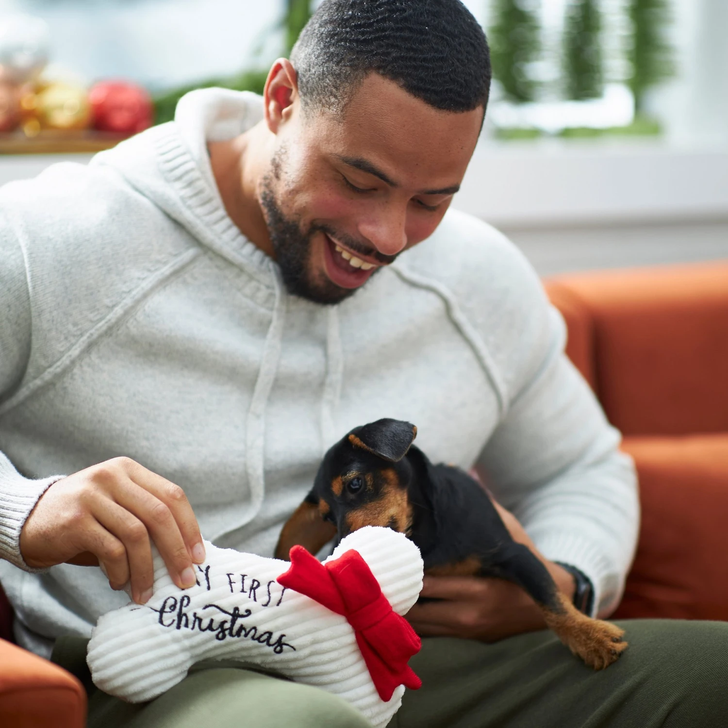 Frisco Holiday My First Christmas Bone Plush Squeaky Dog Toy - Image 3