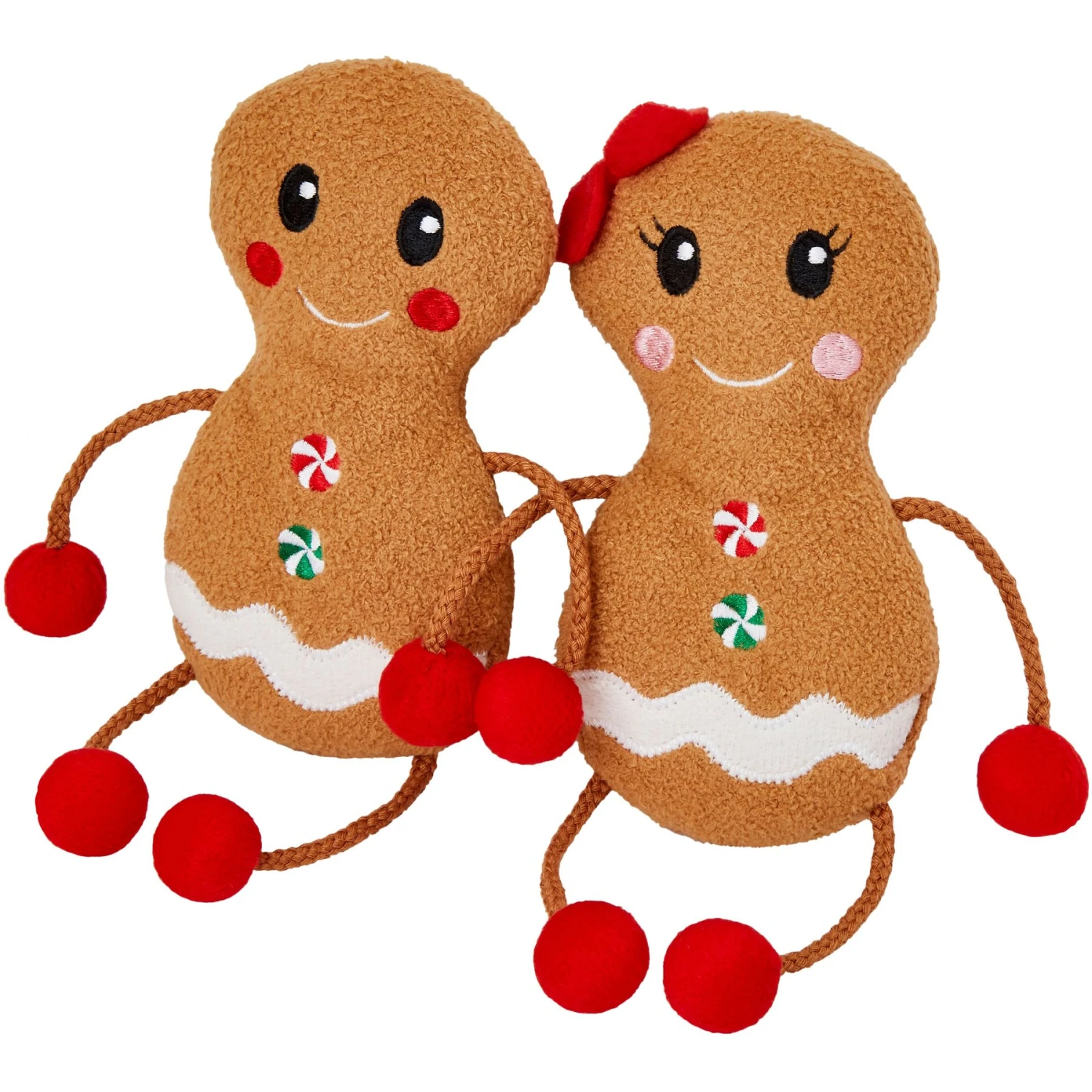 Frisco Holiday Gingerbread Pals Plush Kicker Cat Toy With Catnip, 2 Count