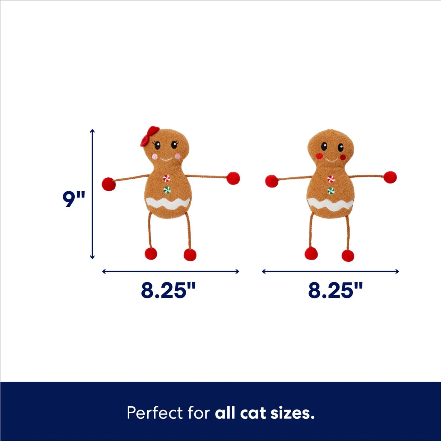 Frisco Holiday Gingerbread Pals Plush Kicker Cat Toy With Catnip, 2 Count - Image 2