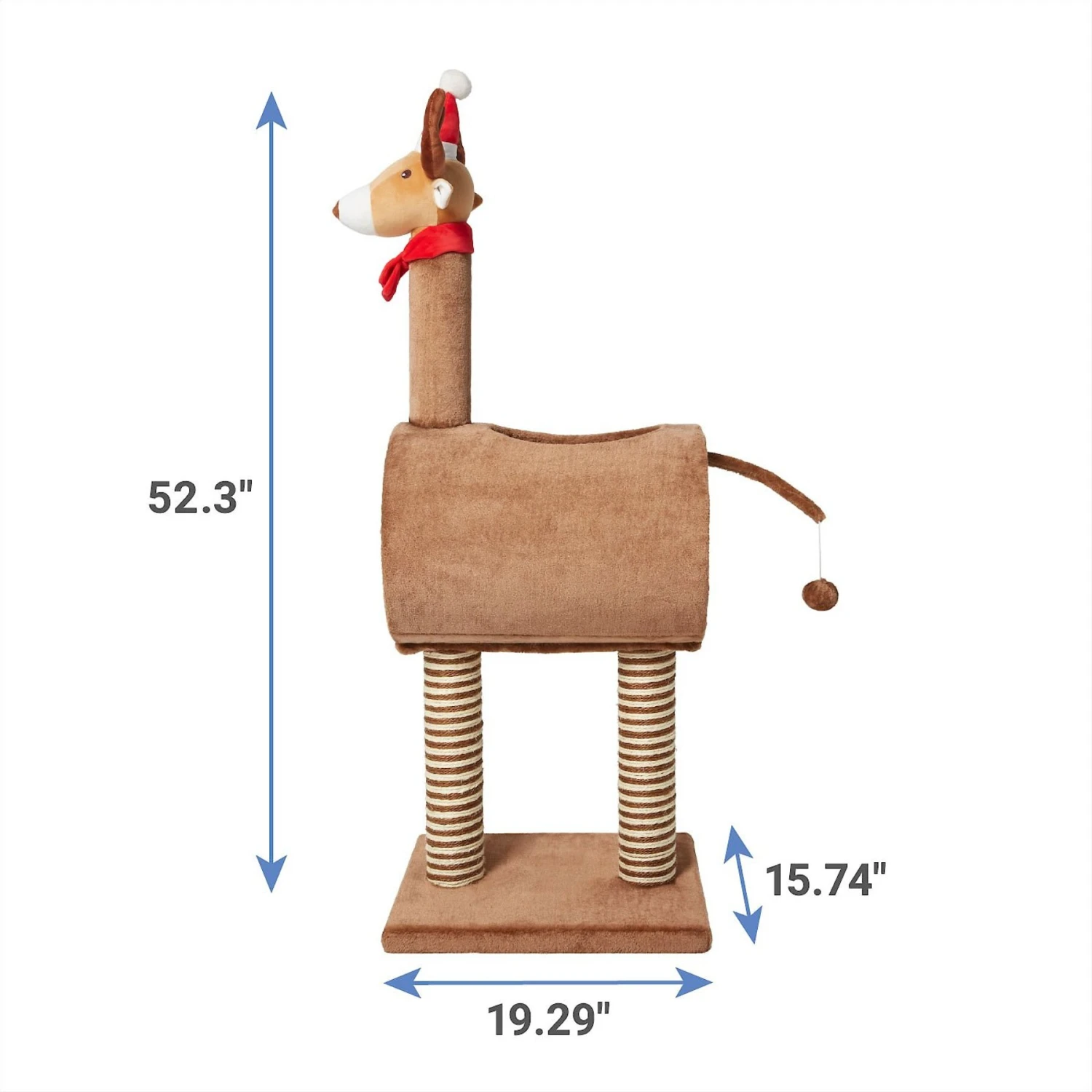 Frisco Holiday 52.3-in Reindeer Cat Scratching Post & Tunnel - Image 2