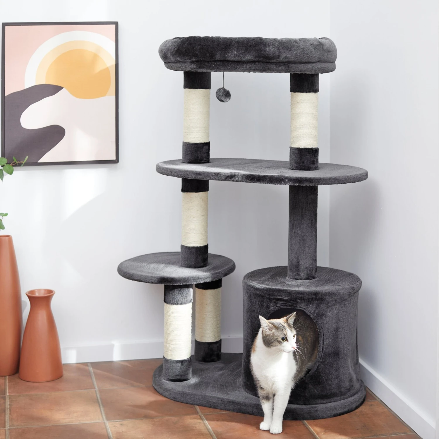 Frisco 48.25-in Heavy Duty Faux Fur Cat Tree & Condo