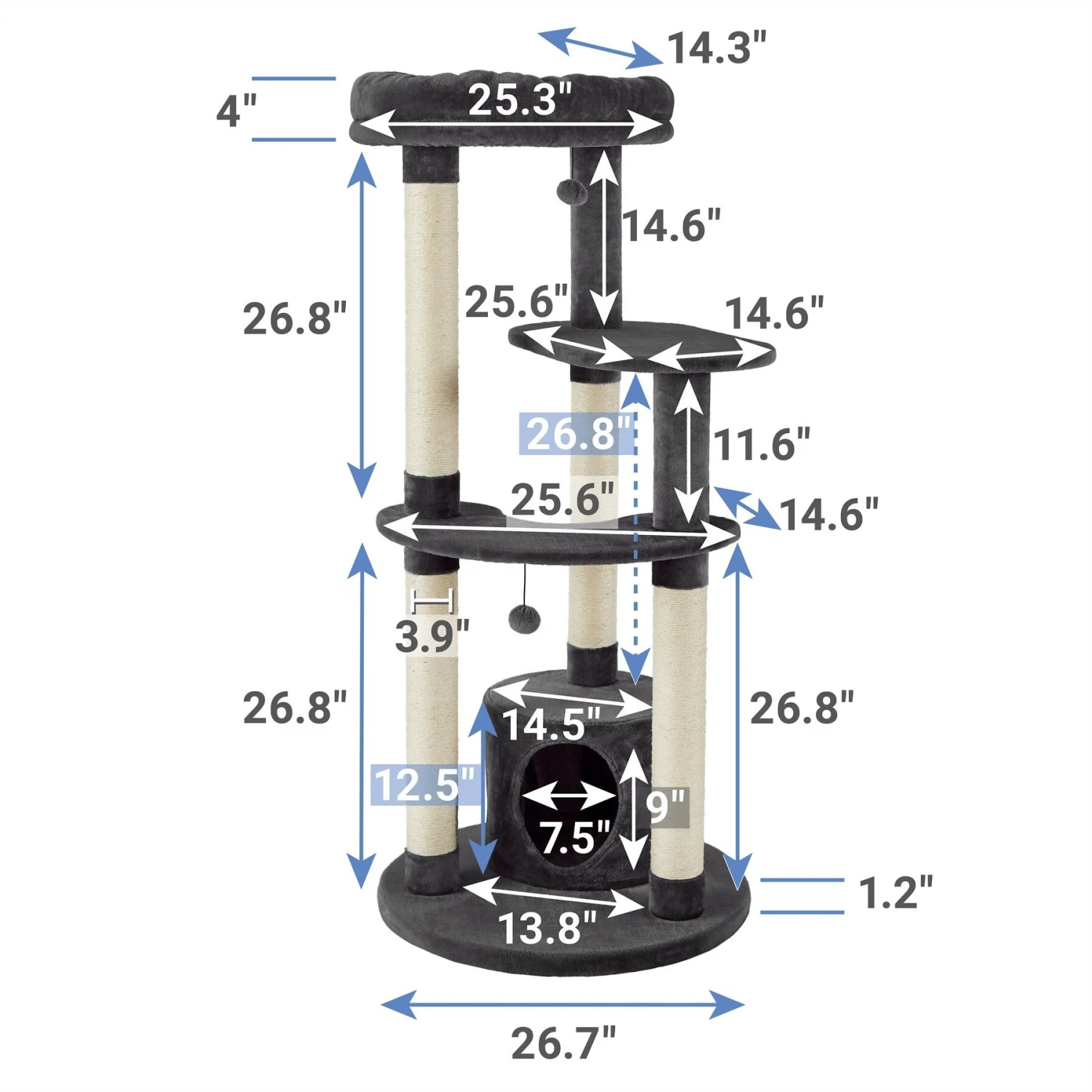 Frisco Heavy Duty Faux Fur Cat Tree & Condo - Image 2