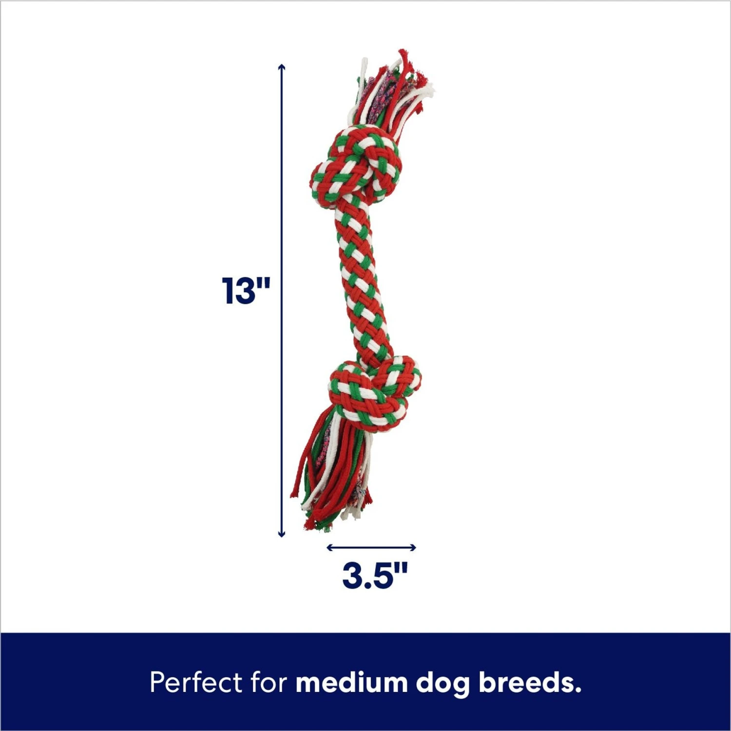 Frisco Double Knot Tri-Color Rope Fetch Dog Toy - Image 2