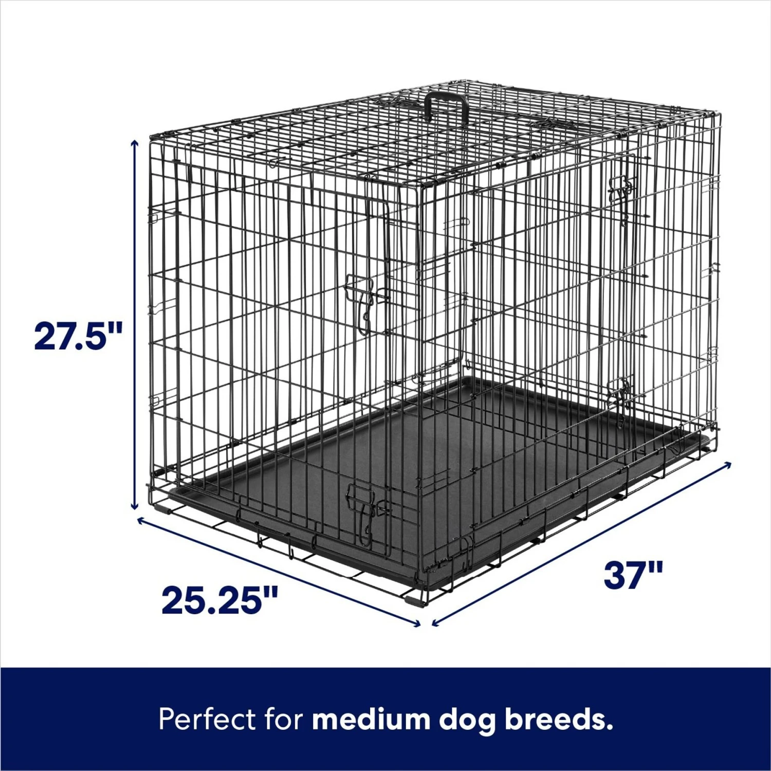 Frisco Heavy Duty All-in-1 Multi-Stage 3 Door Collapsible Wire Dog Crate - Image 2