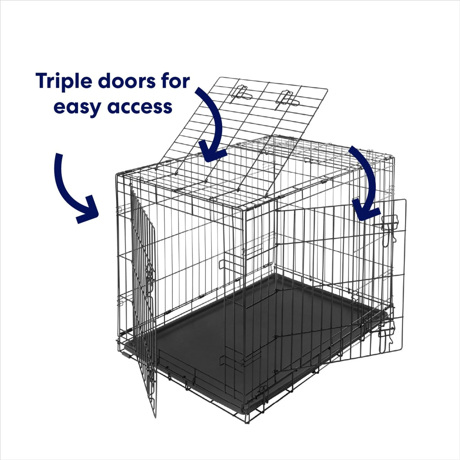 Frisco Heavy Duty All-in-1 Multi-Stage 3 Door Collapsible Wire Dog Crate - Image 6