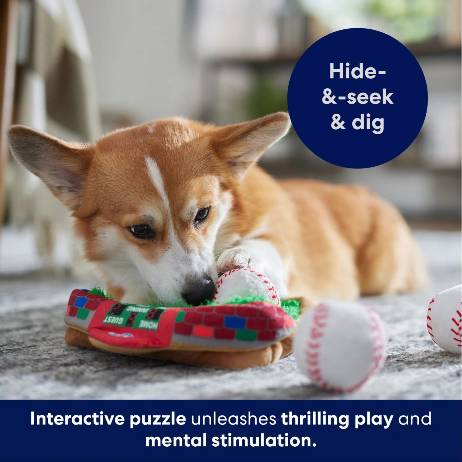 Frisco Baseball Hide & Seek Puzzle Plush Squeaky Dog Toy - Image 6