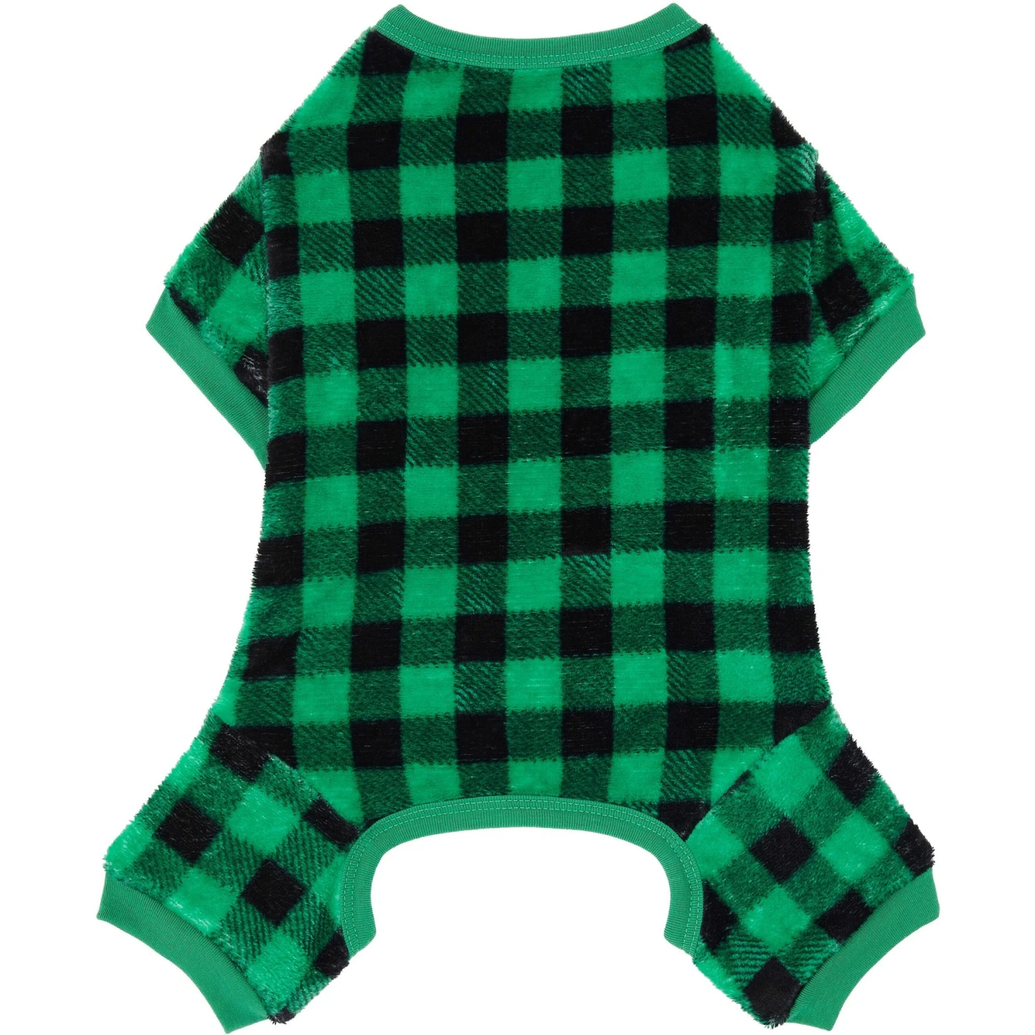 Frisco Dog & Cat Cozy Plush Fleece PJs, Green Plaid