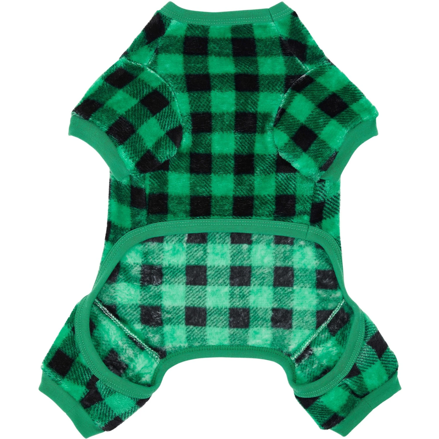 Frisco Dog & Cat Cozy Plush Fleece PJs, Green Plaid - Image 5