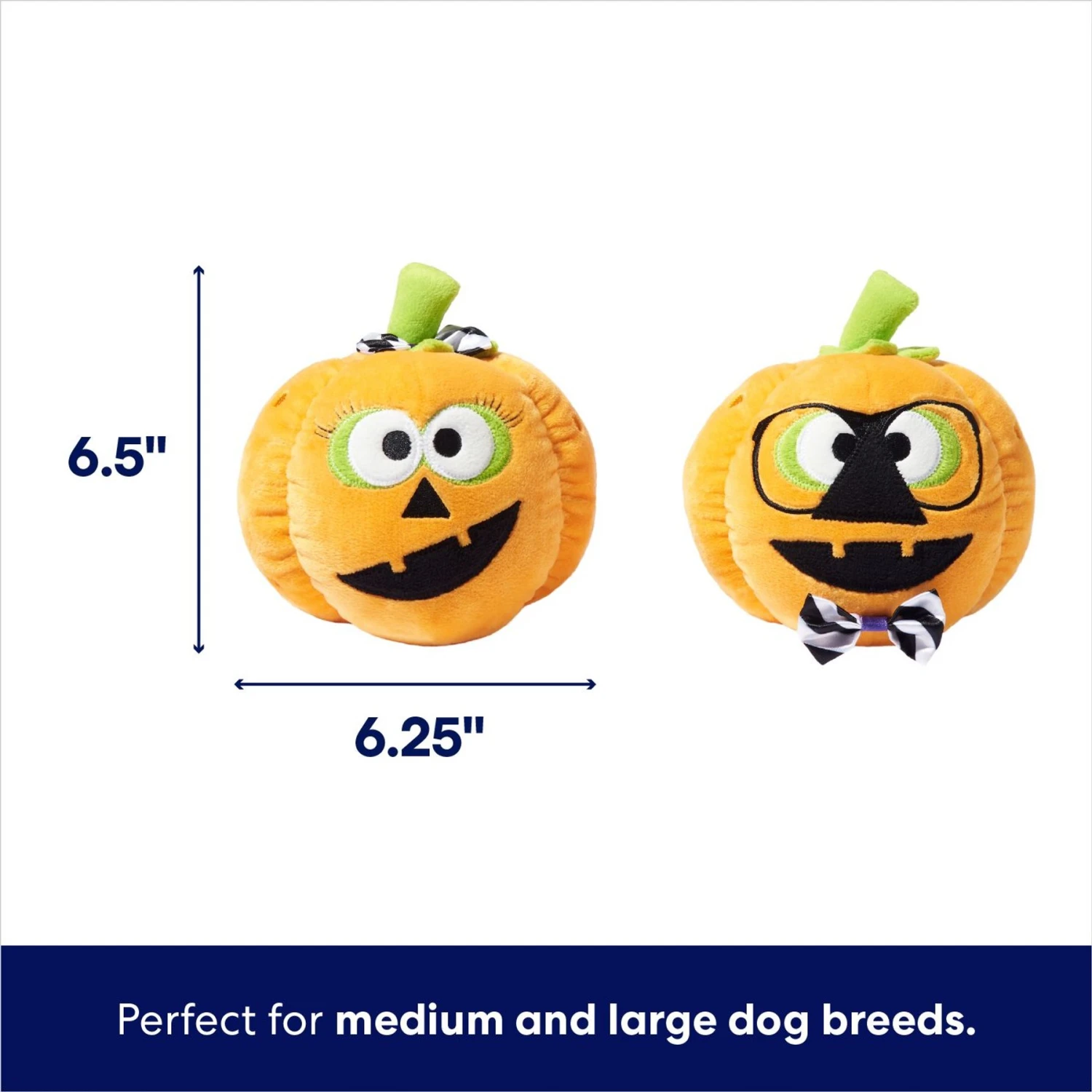 Frisco Halloween Nerdy Jack-o-Lanterns Plush Squeaky Dog Toy - Image 2