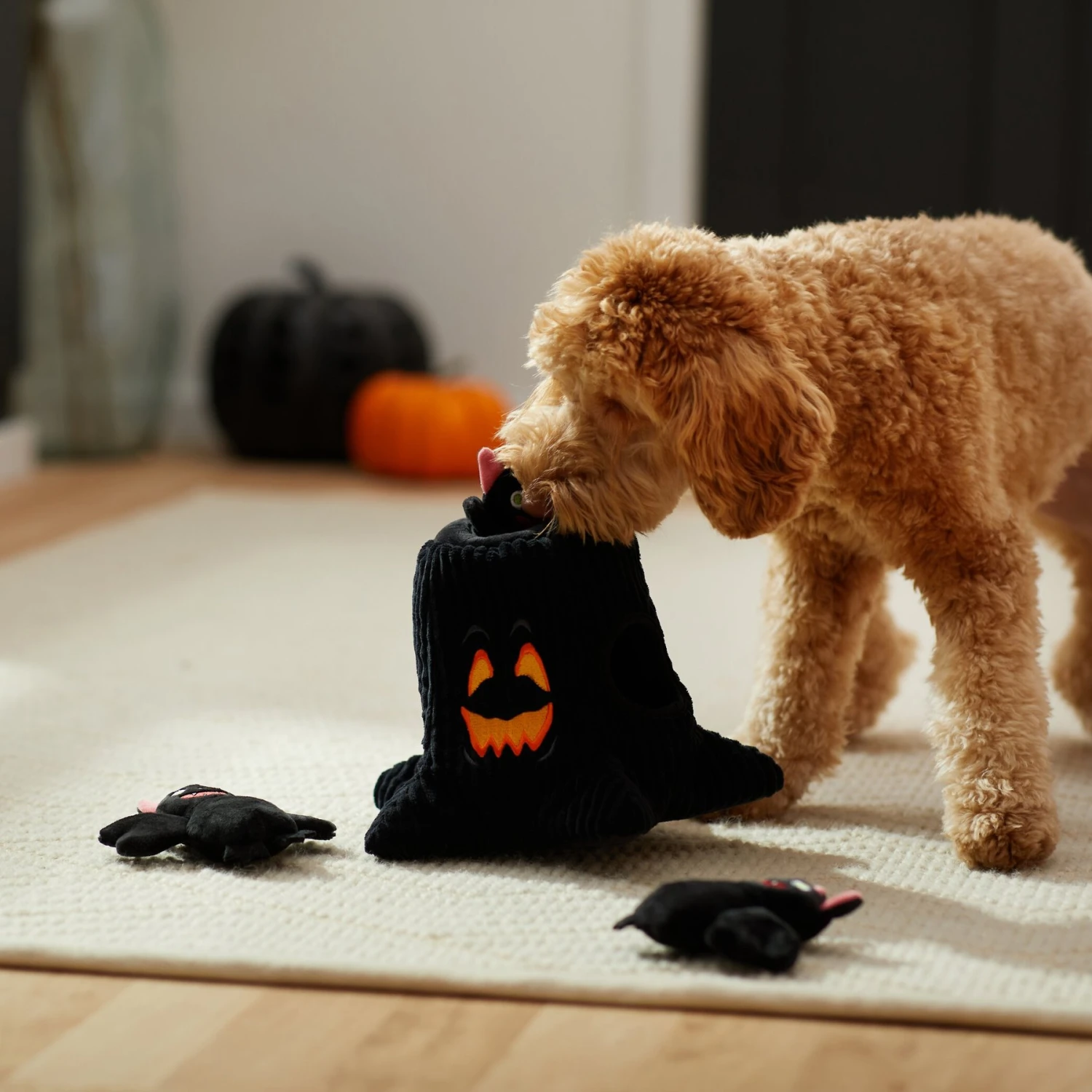 Frisco Halloween Haunted Tree Hide & Seek Puzzle Plush Squeaky Dog Toy - Image 4