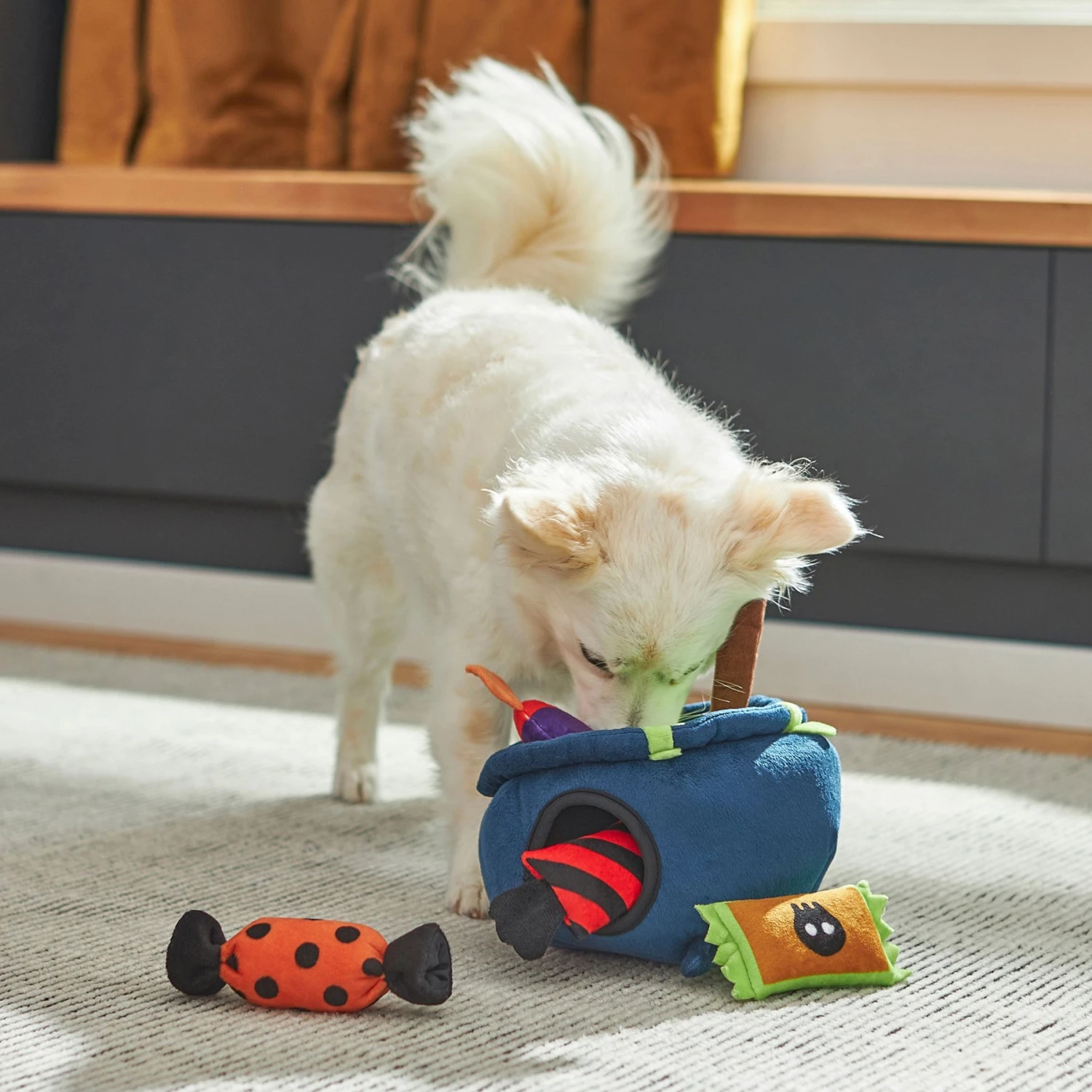 Frisco Halloween Candy Cauldron Hide & Seek Puzzle Plush Squeaky Dog Toy - Image 4