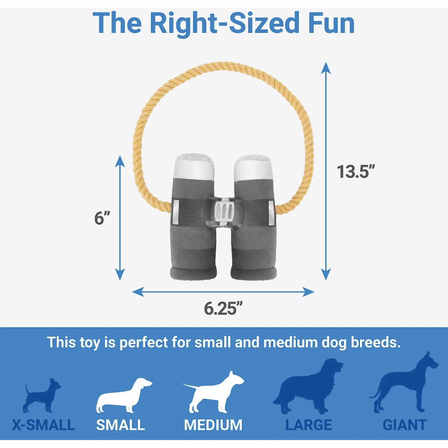 Frisco Camping Binoculars Plush With Rope Squeaky Dog Toy - Image 2