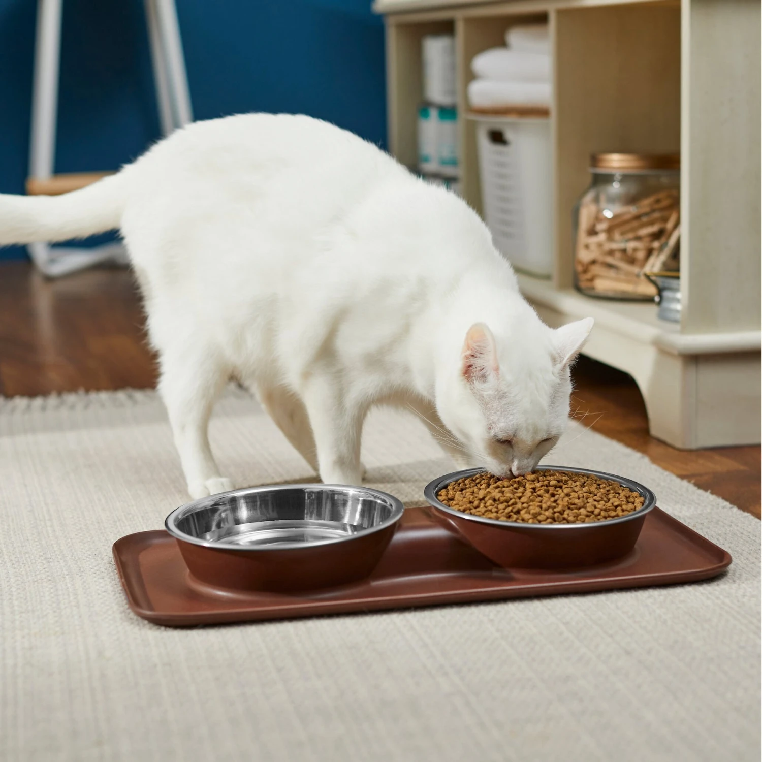 Frisco Silicone Stainless Steel Double Diner Dog & Cat Bowl, Brown - Image 4