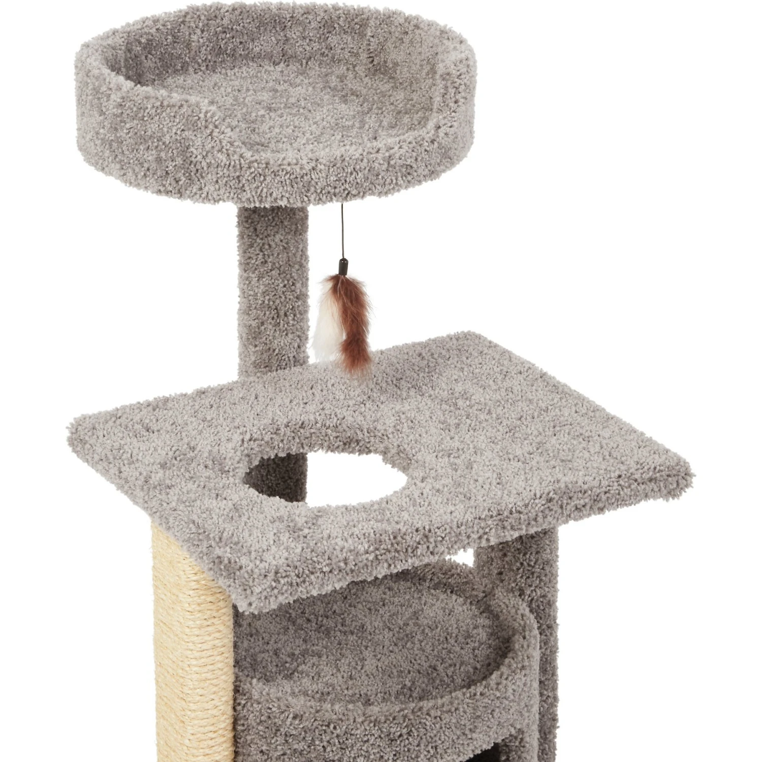Frisco 37-in Real Carpet Cat Tree With Condo, Grey - Image 3