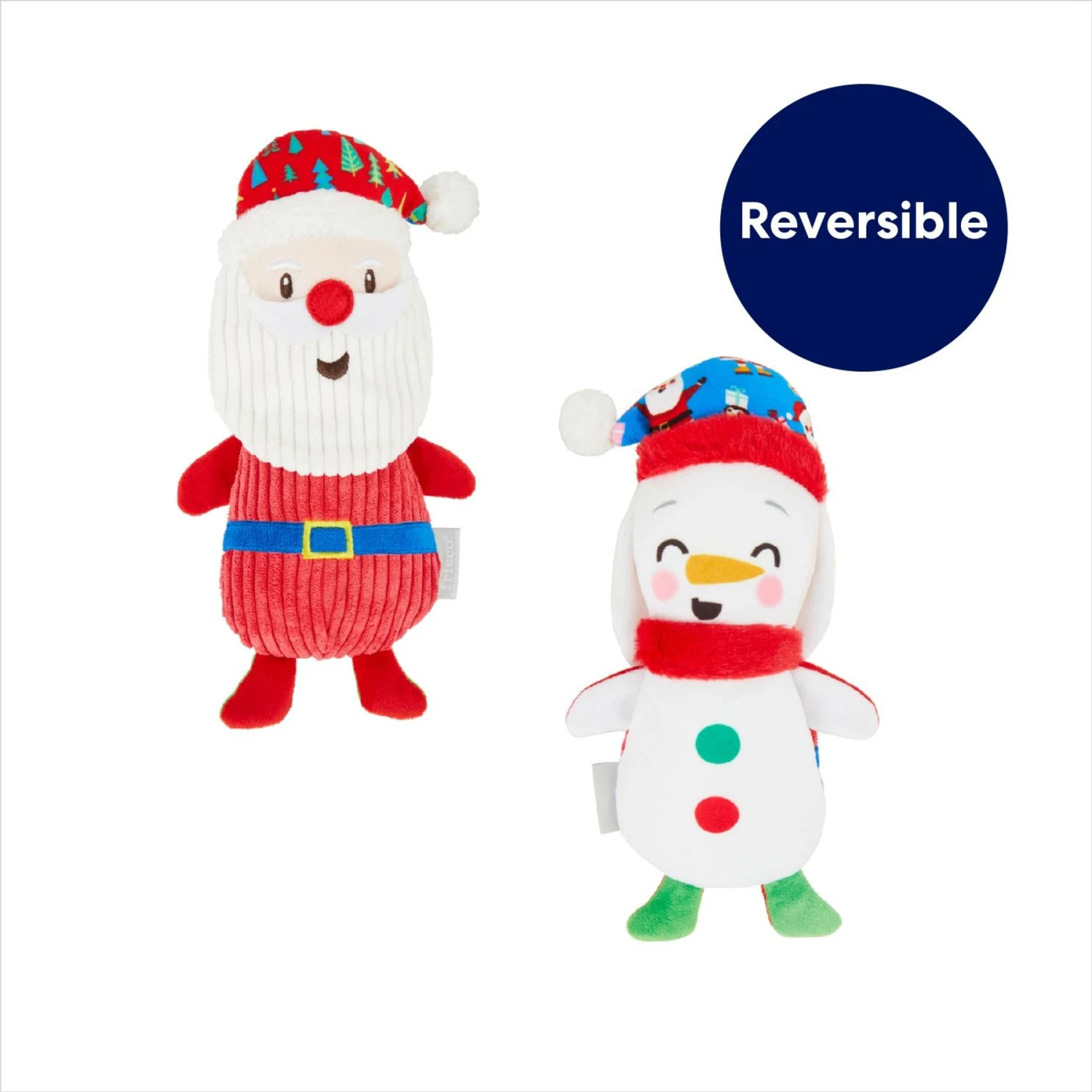 Frisco Holiday Santa & Snowman Reversible Plush Squeaky Dog Toy - Image 3
