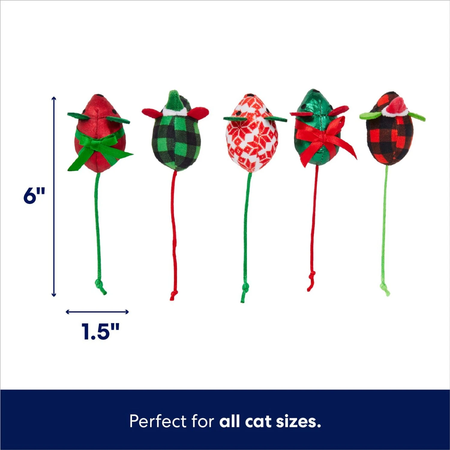 Frisco Holiday Mice Cat Toy With Catnip, 5 Count - Image 2