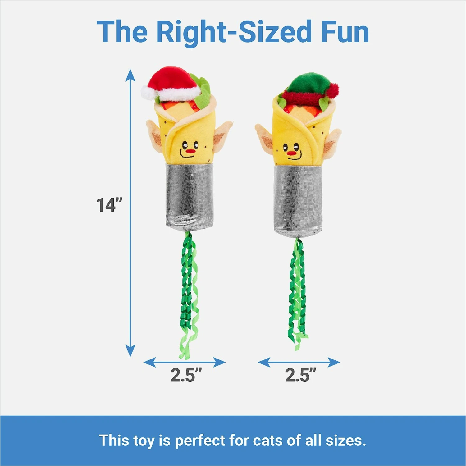 Frisco Holiday Elf Burrito Plush Cat Toy With Catnip, 2 Count - Image 2