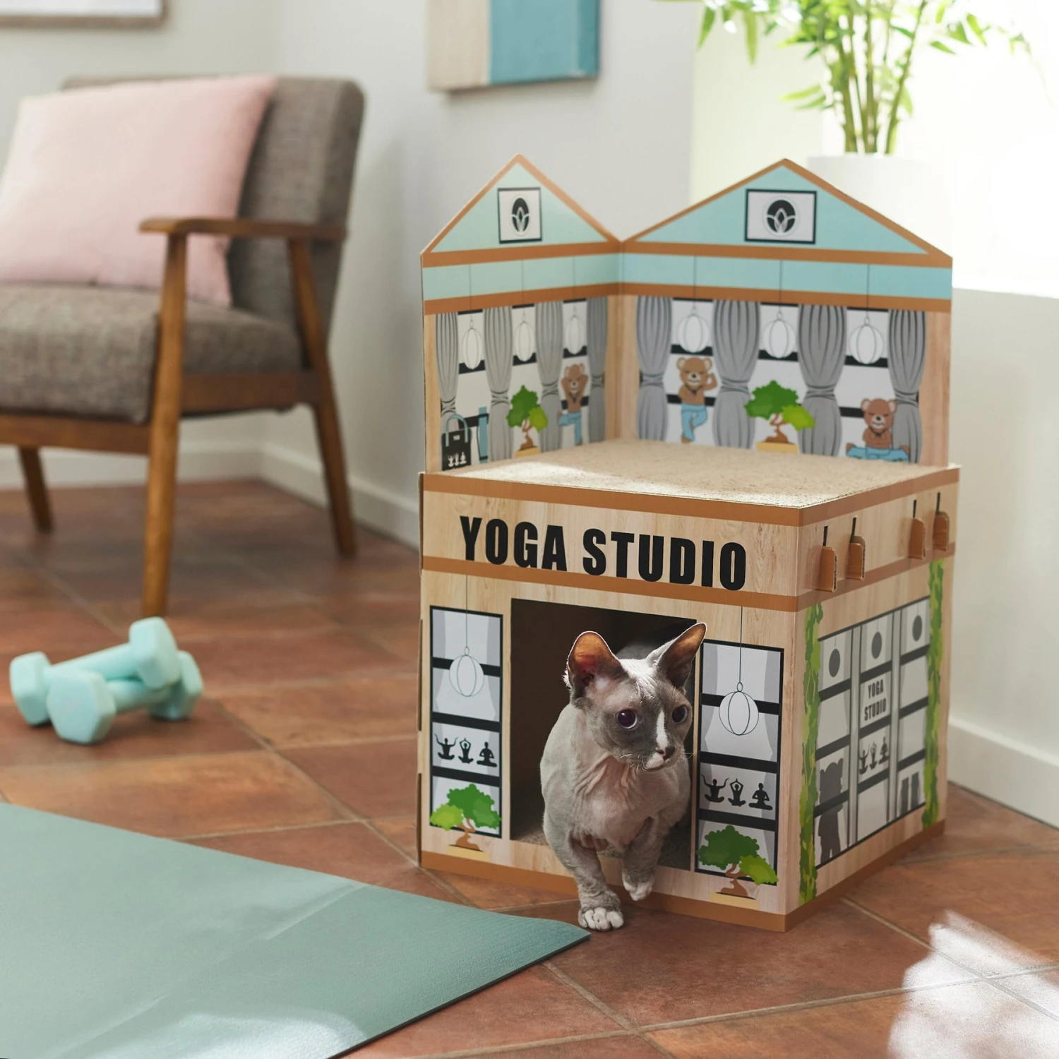 Frisco Yoga Studio Cardboard Cat House, 2-Story - Image 4
