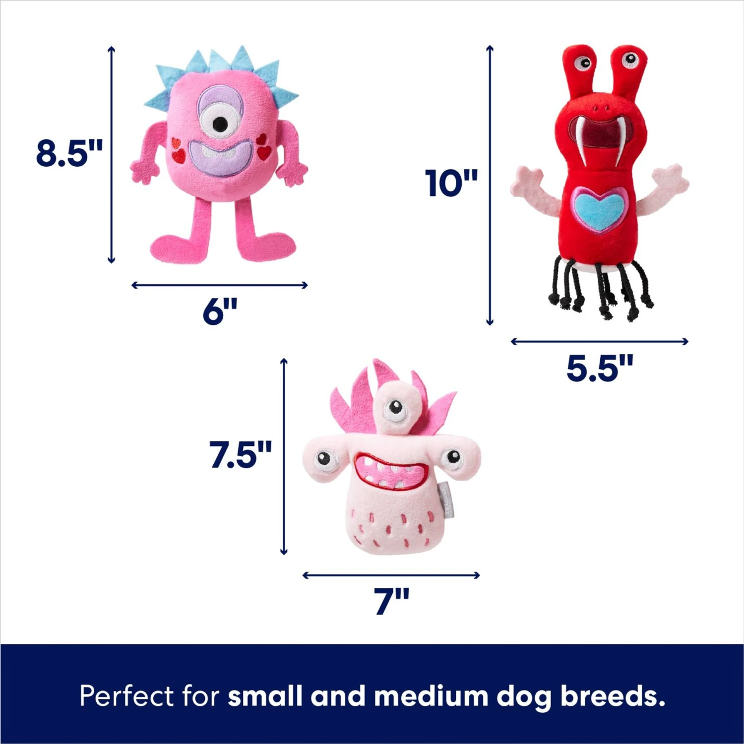 Frisco Valentine Love Monsters Plush Squeaky Dog Toy - Image 2