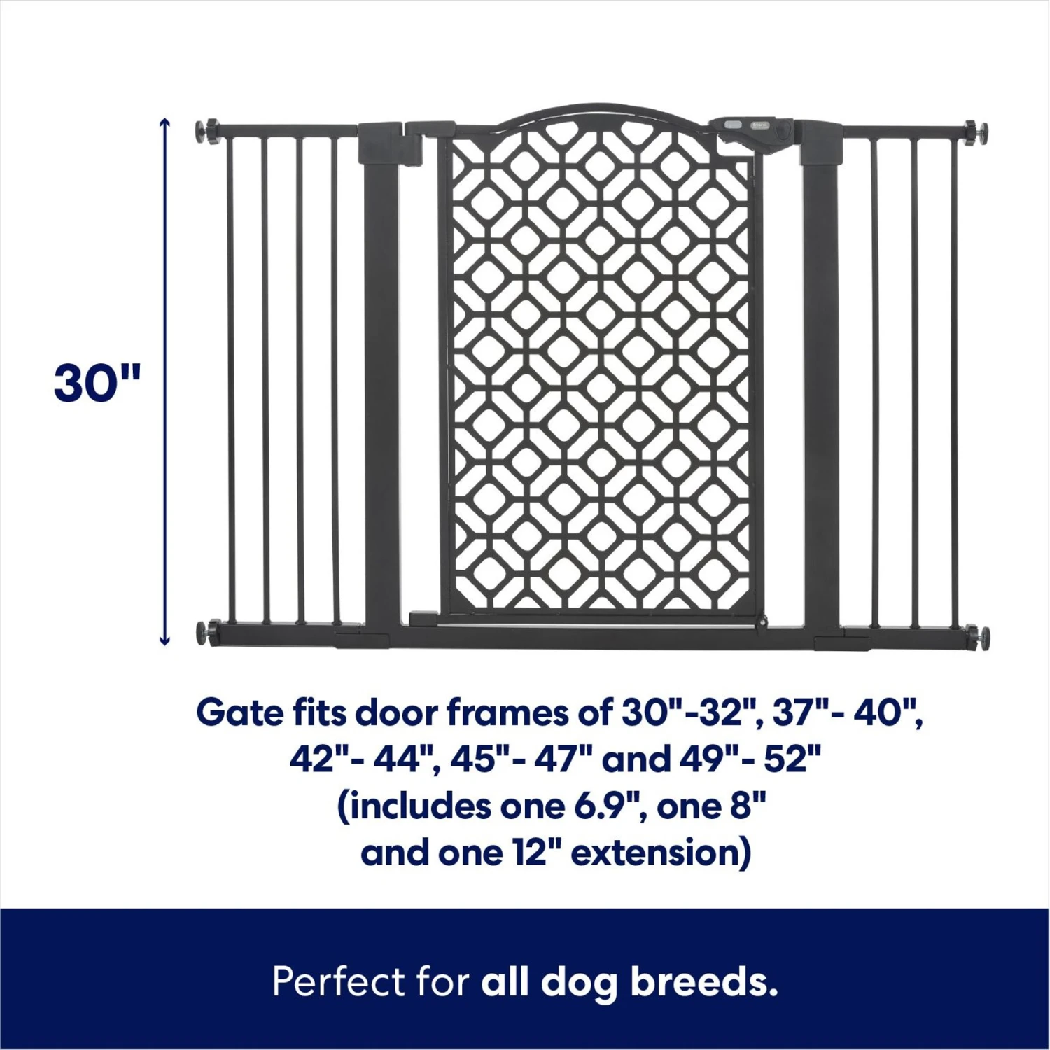 Frisco Metal Geometric Pattern Extra Wide Auto-close Dog Gate - Image 2
