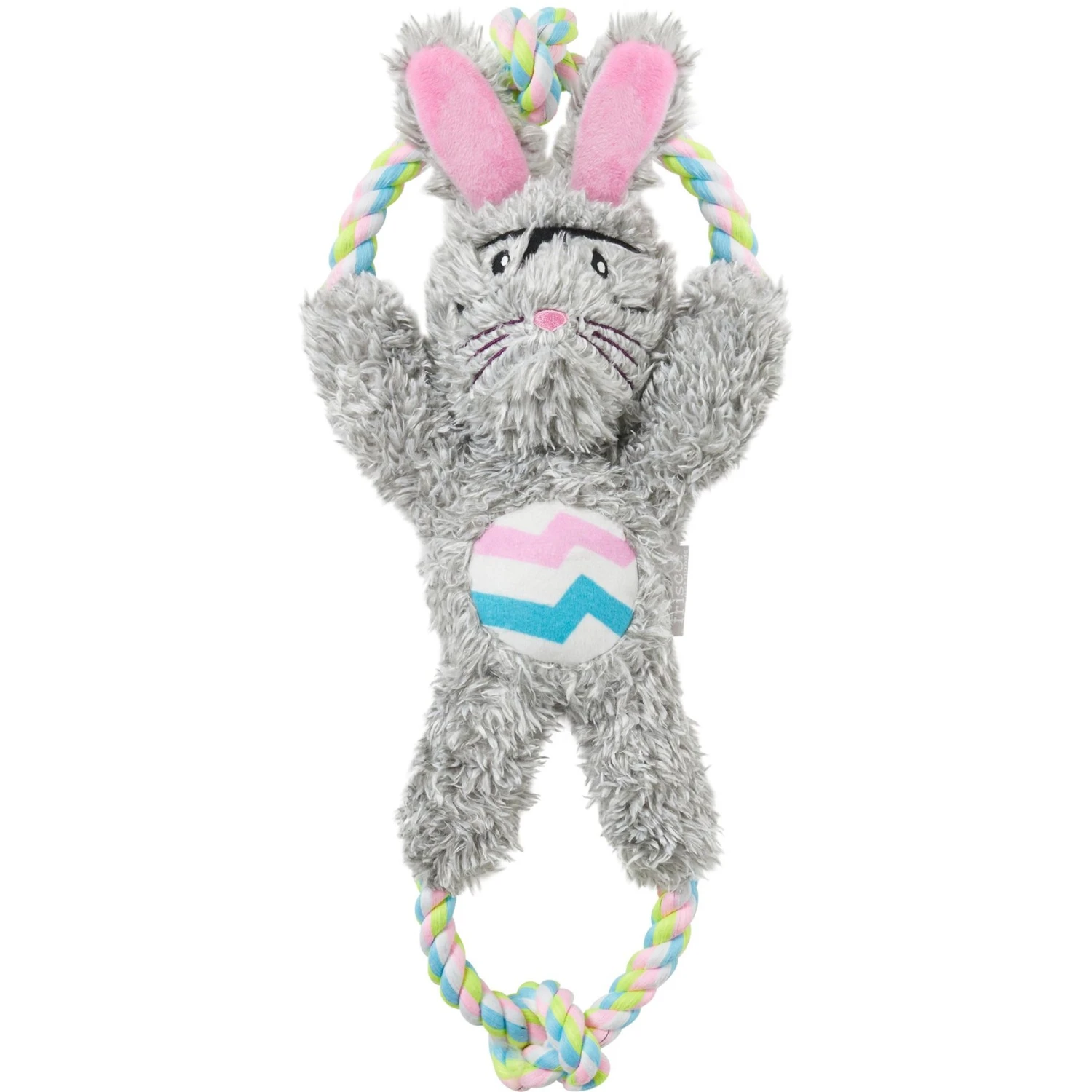 Frisco Easter Bunny Plush With Rope Squeaky Dog Toy