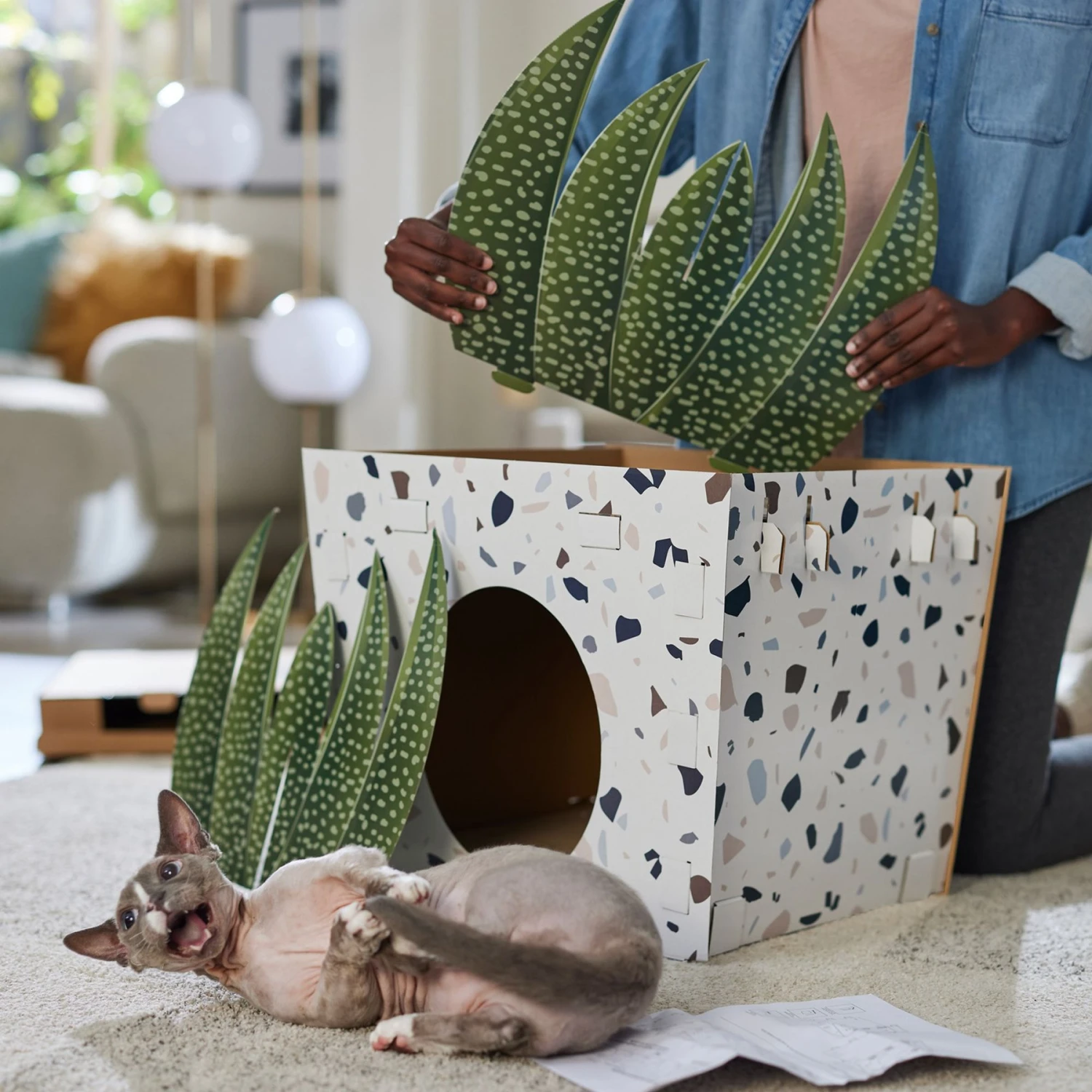 Frisco Potted Succulent Cardboard Cat House - Image 4