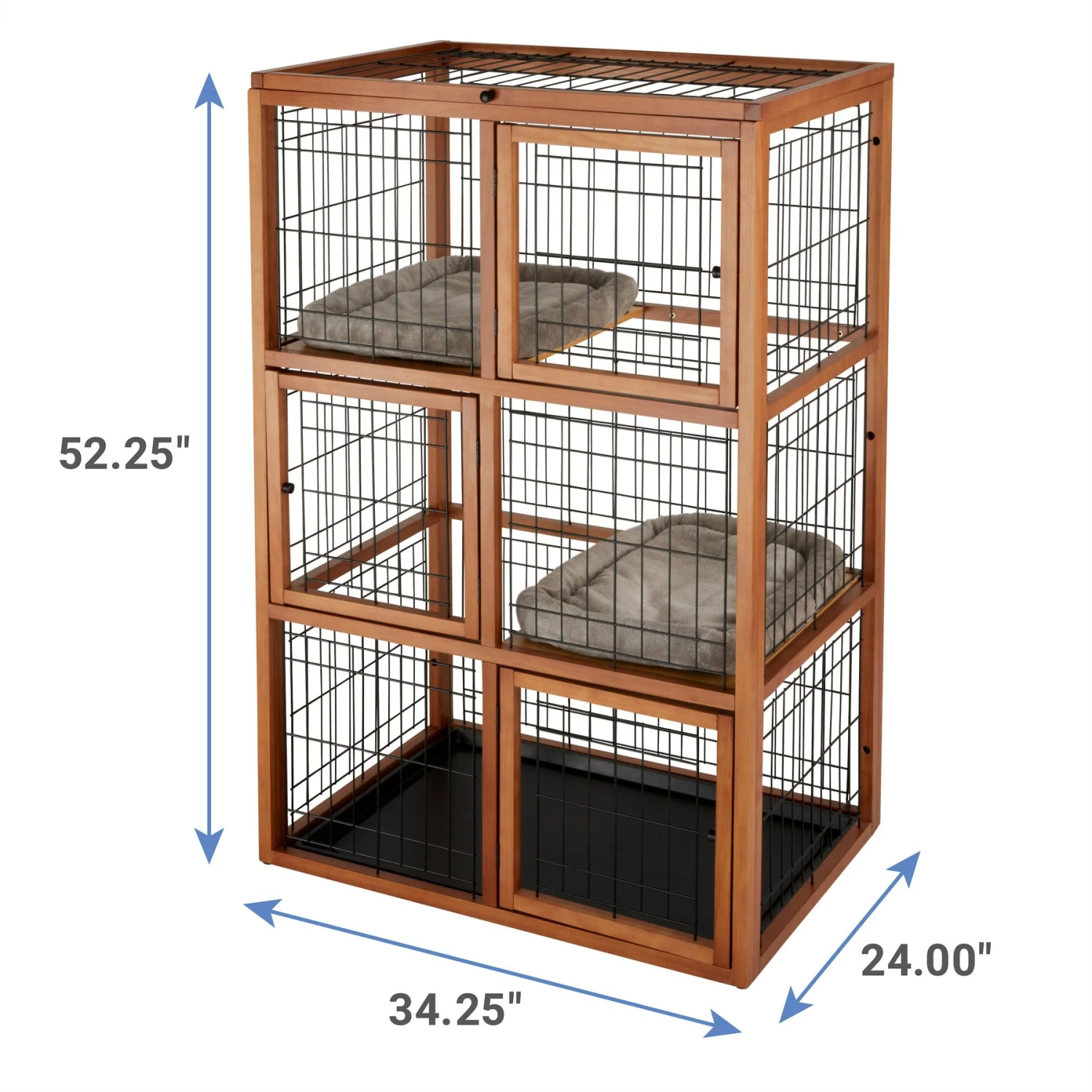 Frisco Collapsible Wood & Wire Cat Cage Playpen, 3 Level - Image 2